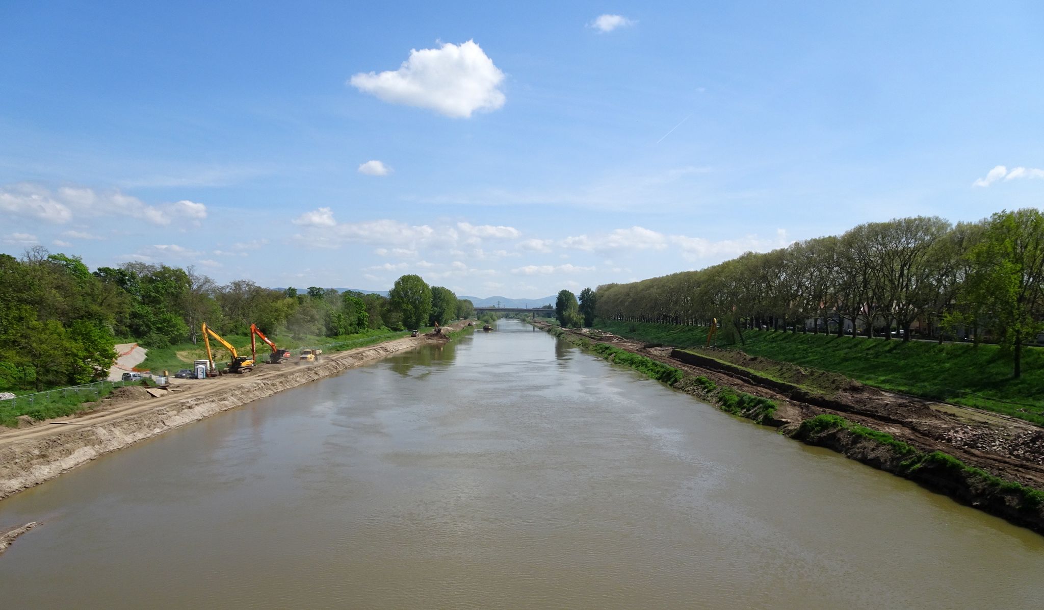 Baggerarbeiten am Neckar