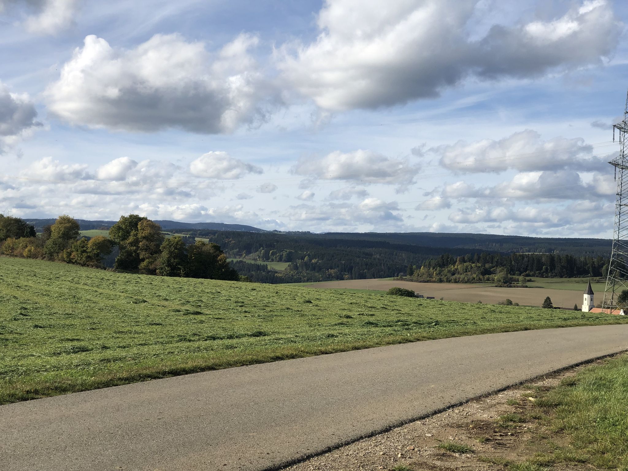 Aussicht vorbei an Bettmaringen. Ganz hinten kann man den Feldberg erkennen - Mit etwas gutem Willen.