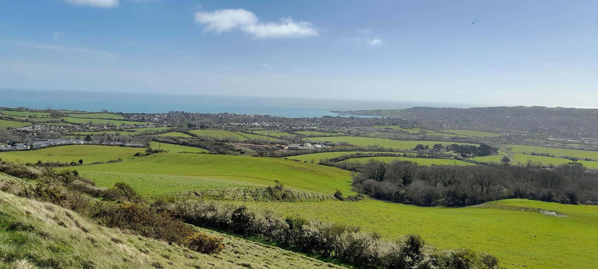 view of swanage from nine barrows
