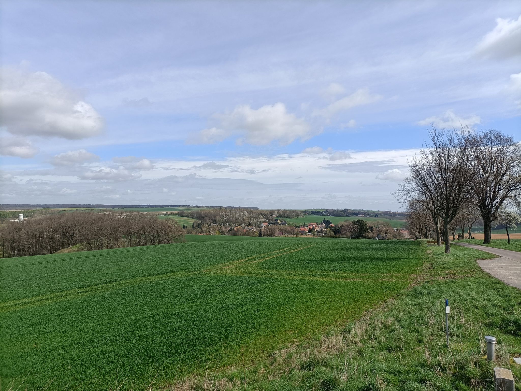 Der Weg nach Kemmlitz führte zunächst über die Landstraße-ausgewiesen als Fahrradrunde