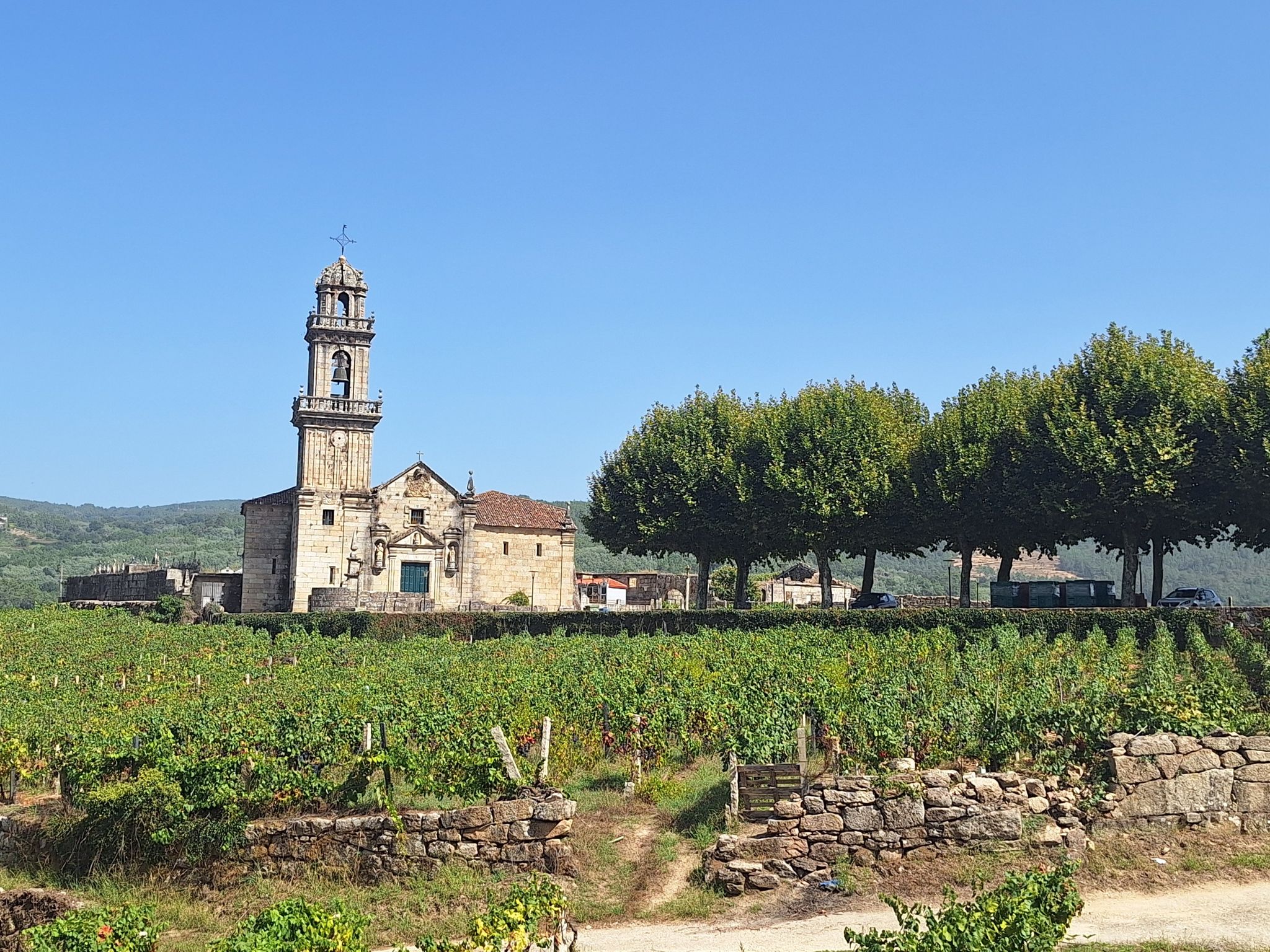Iglesia de Beade entre viñas