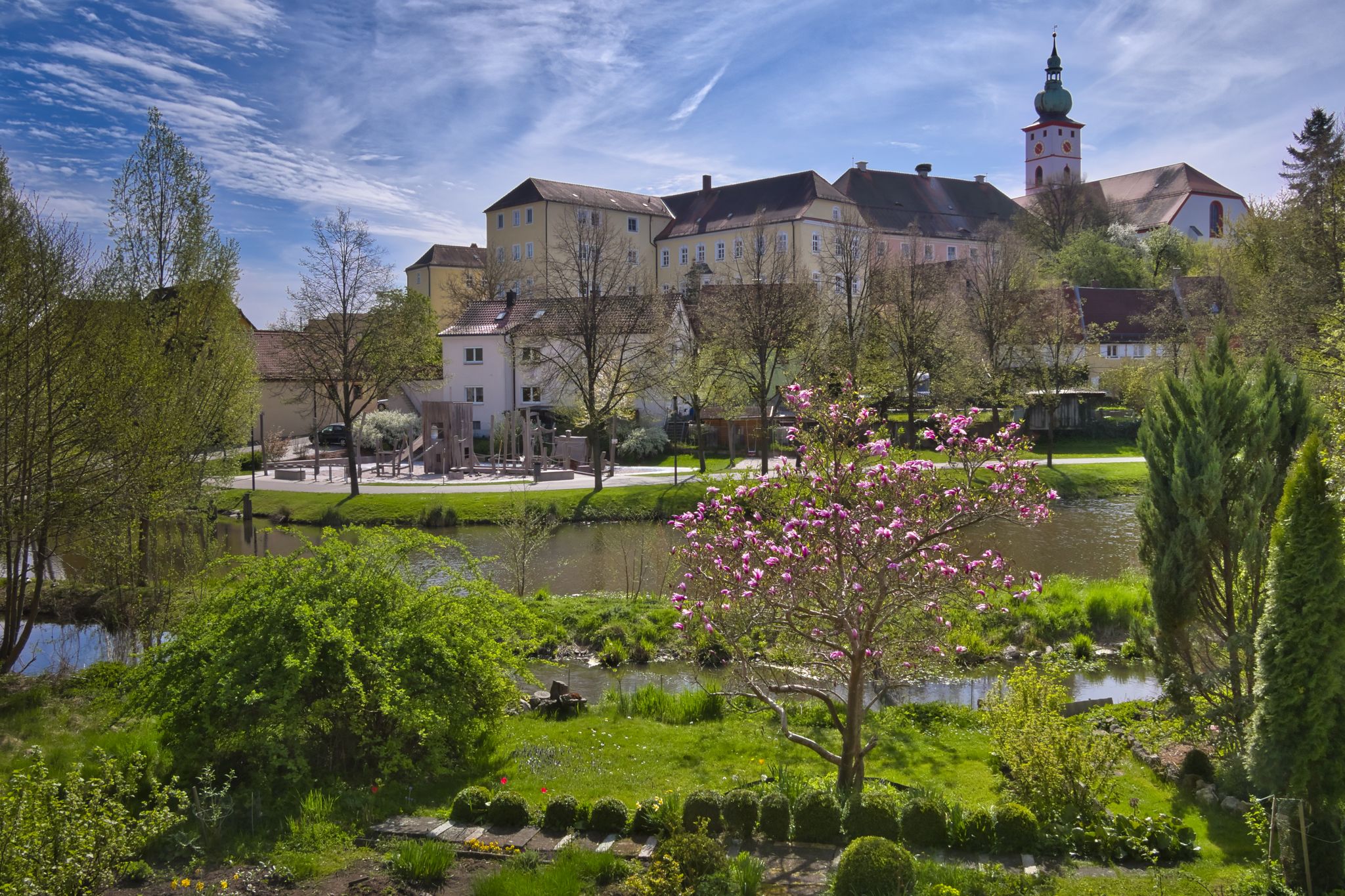 Blick vom Mühlbach aus Richtung Altstadt von Tirschenreuth