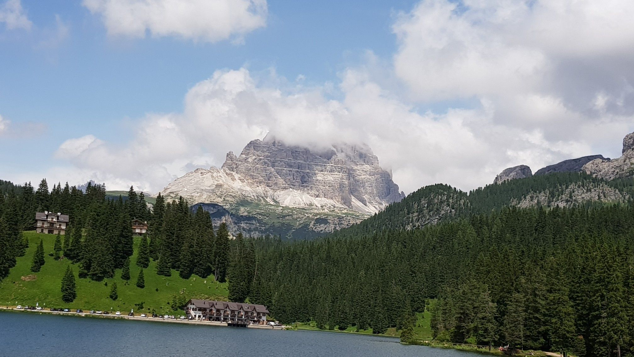 Blick auf die 3 Zinnen  vom Misurinasee 