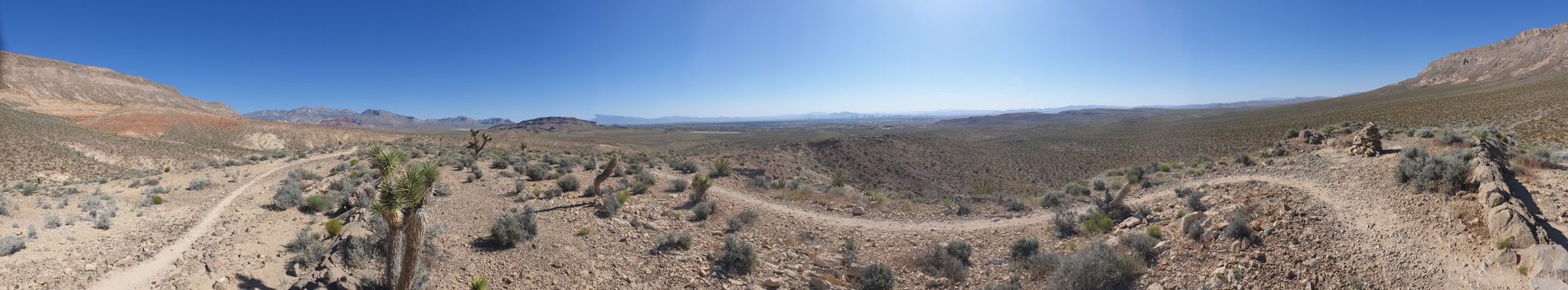 Panoramic desert landscape with a winding trail under a clear blue sky. - Bear's Best loop — Bears Best
