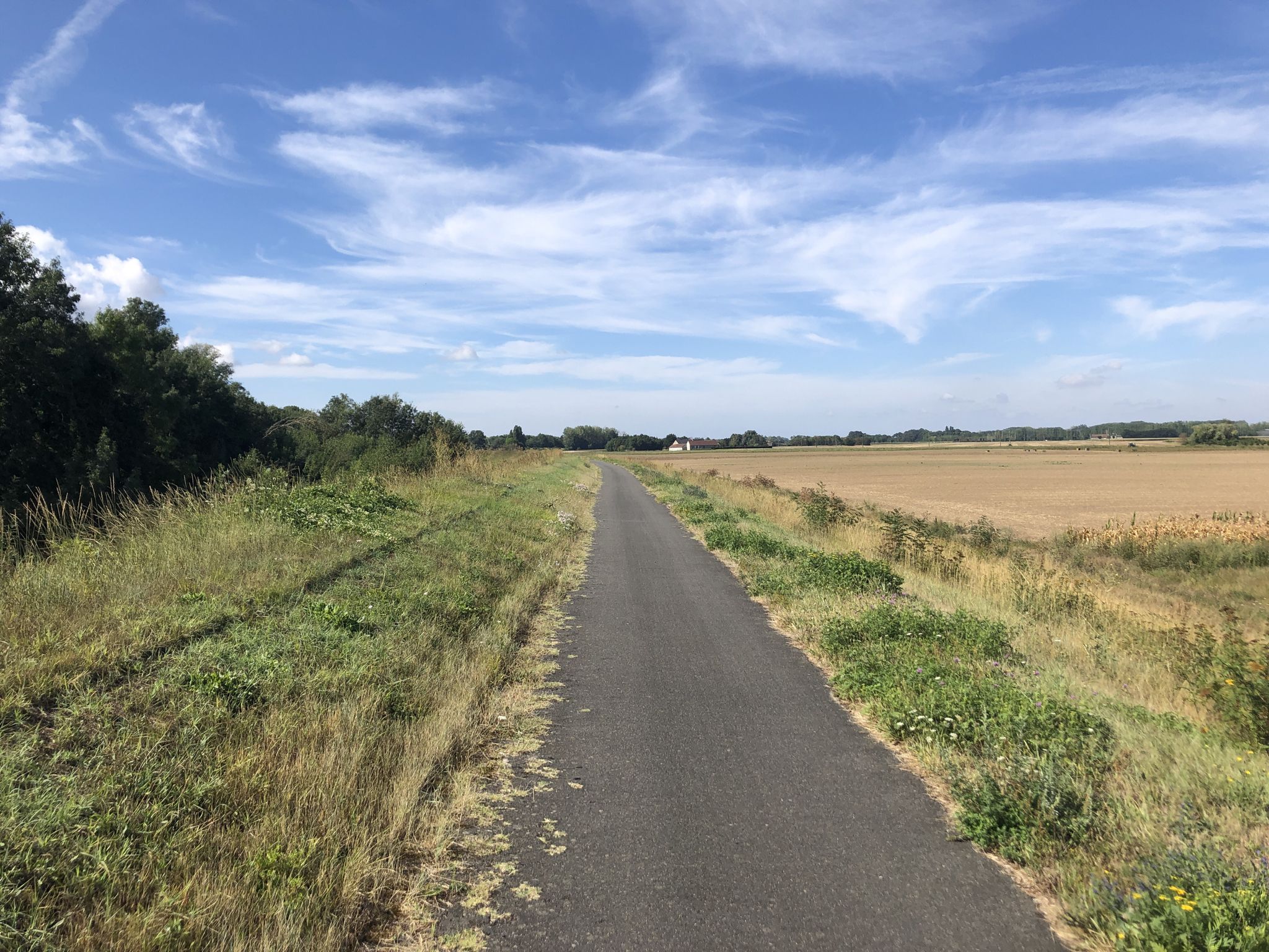 Wundervoller Radweg auf dem Damm der Loire