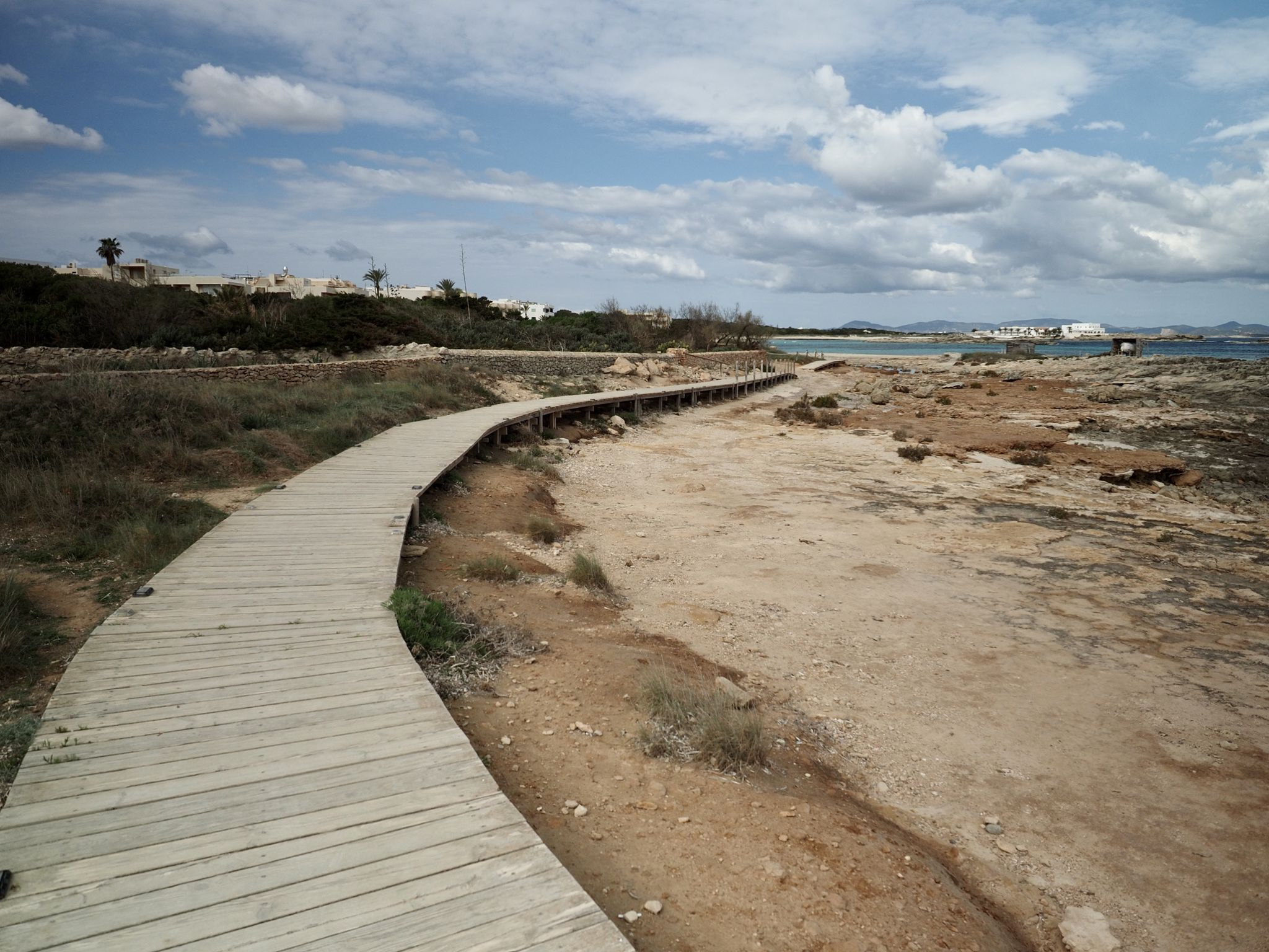 Cool wooden walkway into town