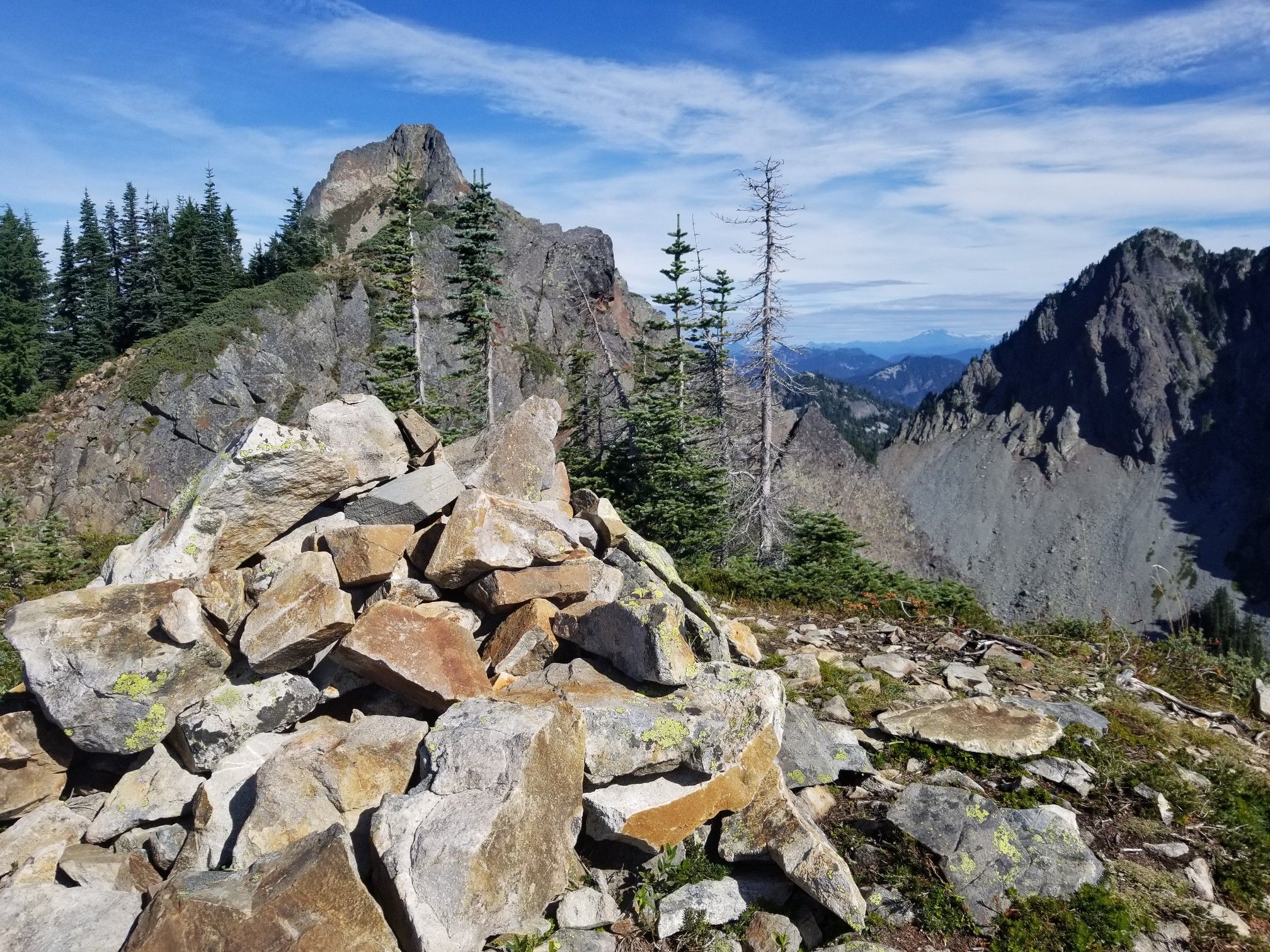 cairn with Kaleetan in back