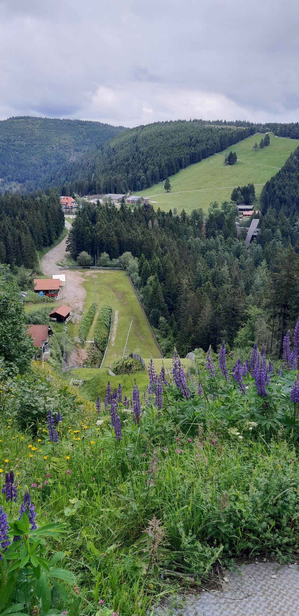 oberhalb der Schanzen mit Blick auf den Skihang