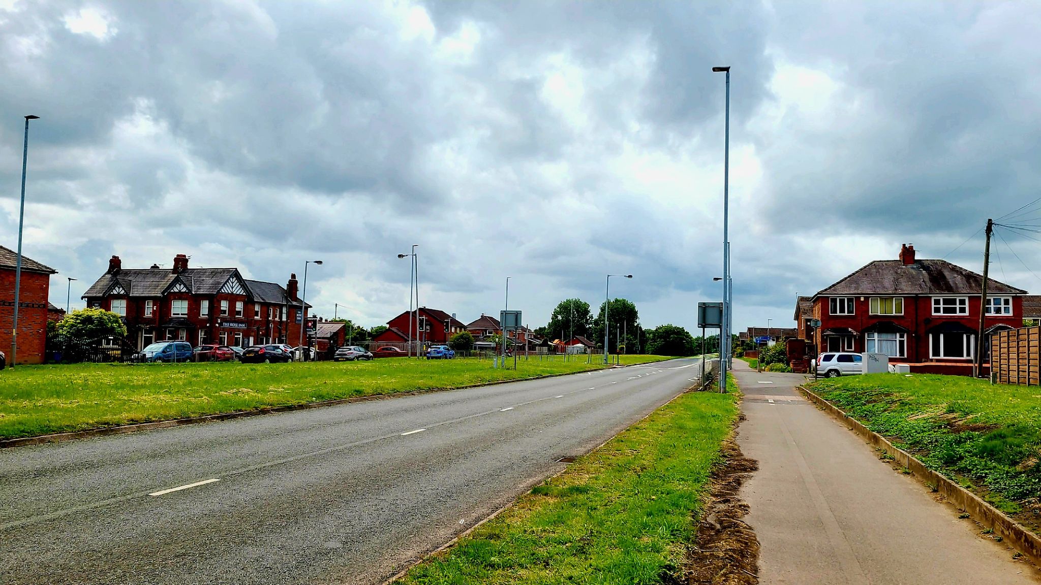 Sankey Way (A57) with Rose Inn