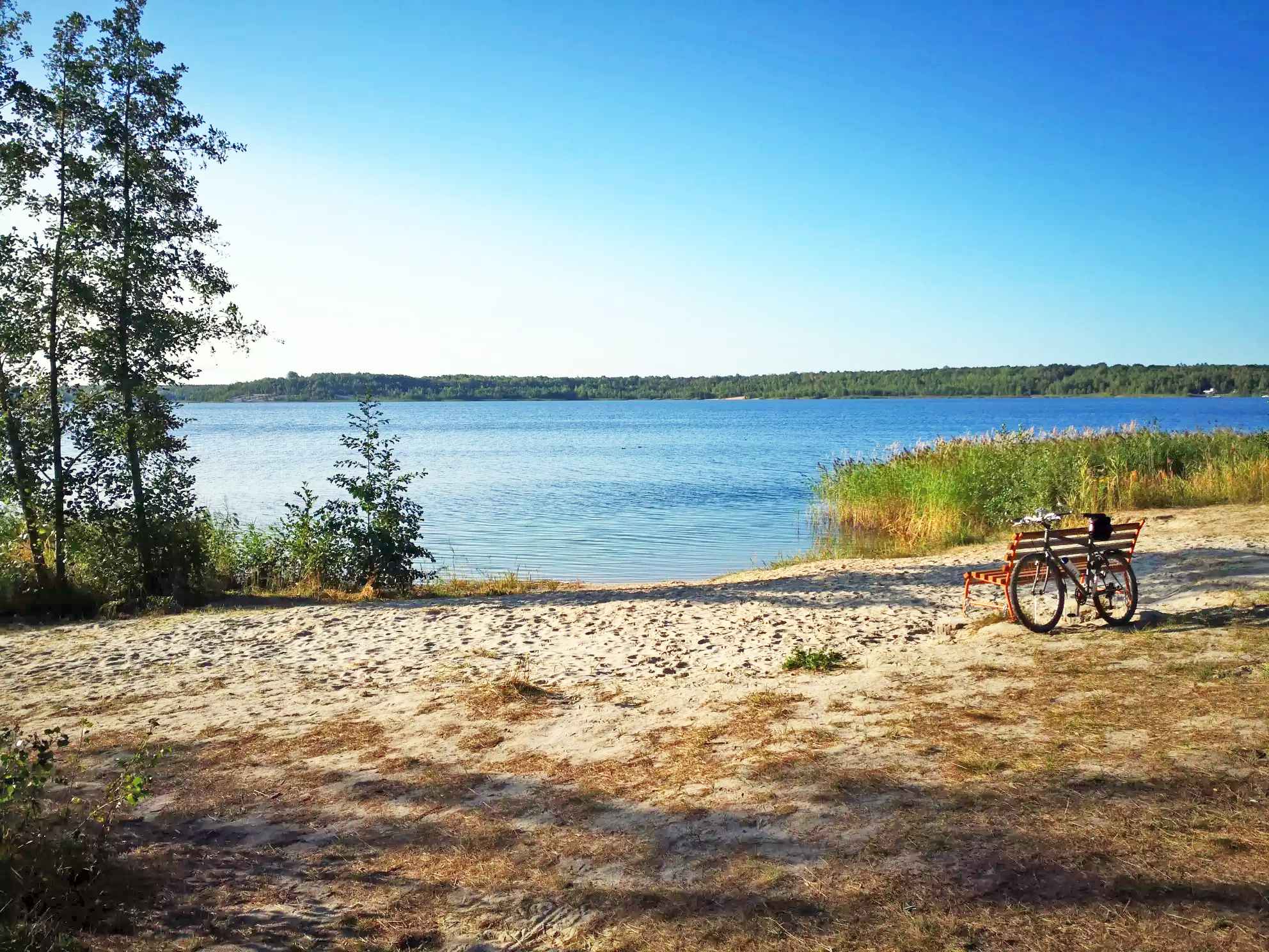 entf umrundungernung km störmthaler see mit fahrrad