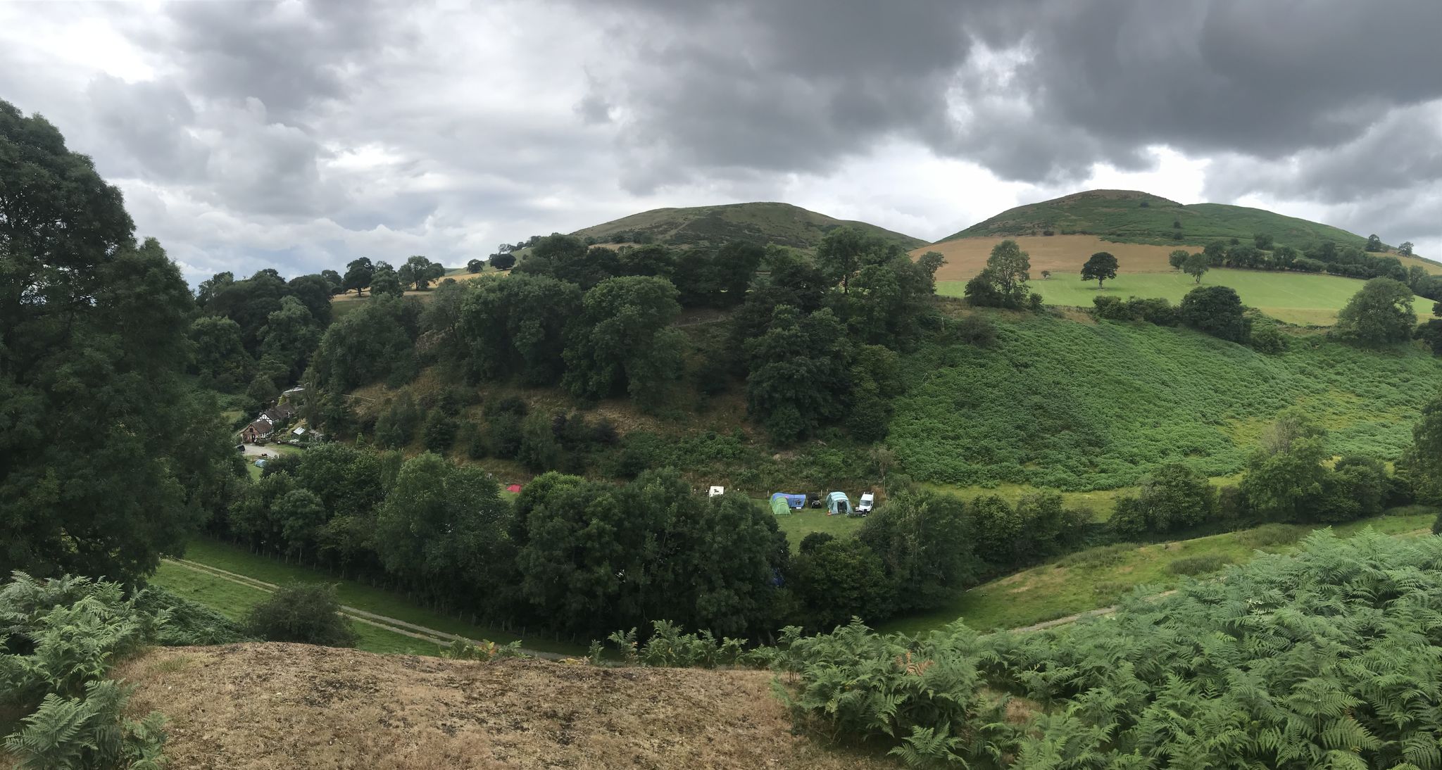 Looking down at the campsite.