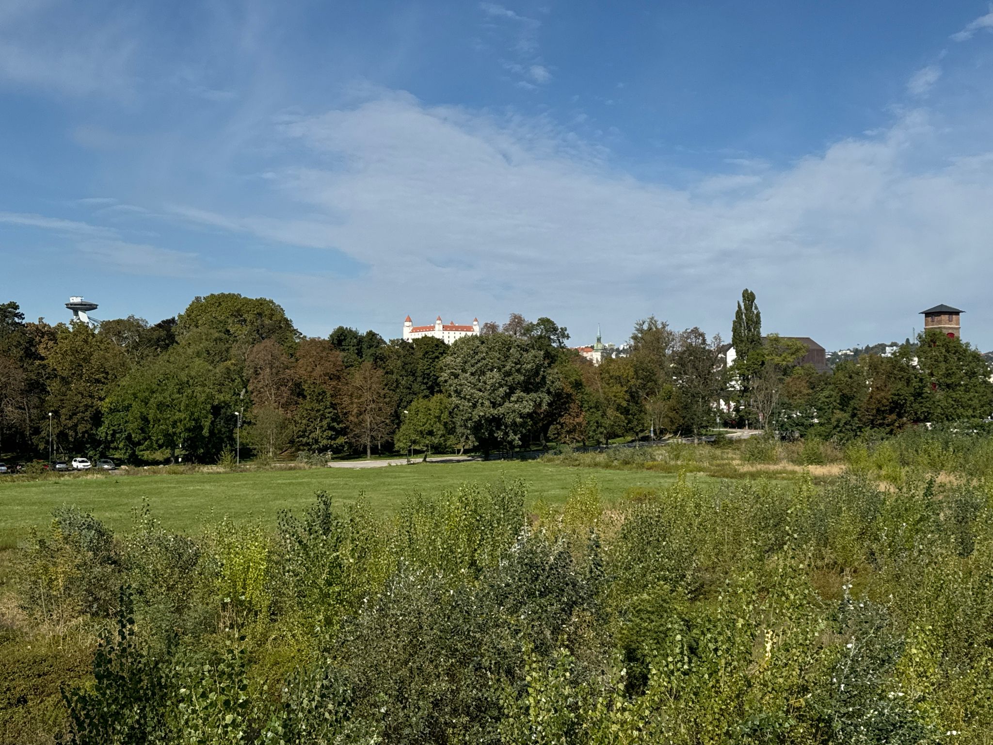 Blick über den ältesten, öffentlichen Park zur Burg