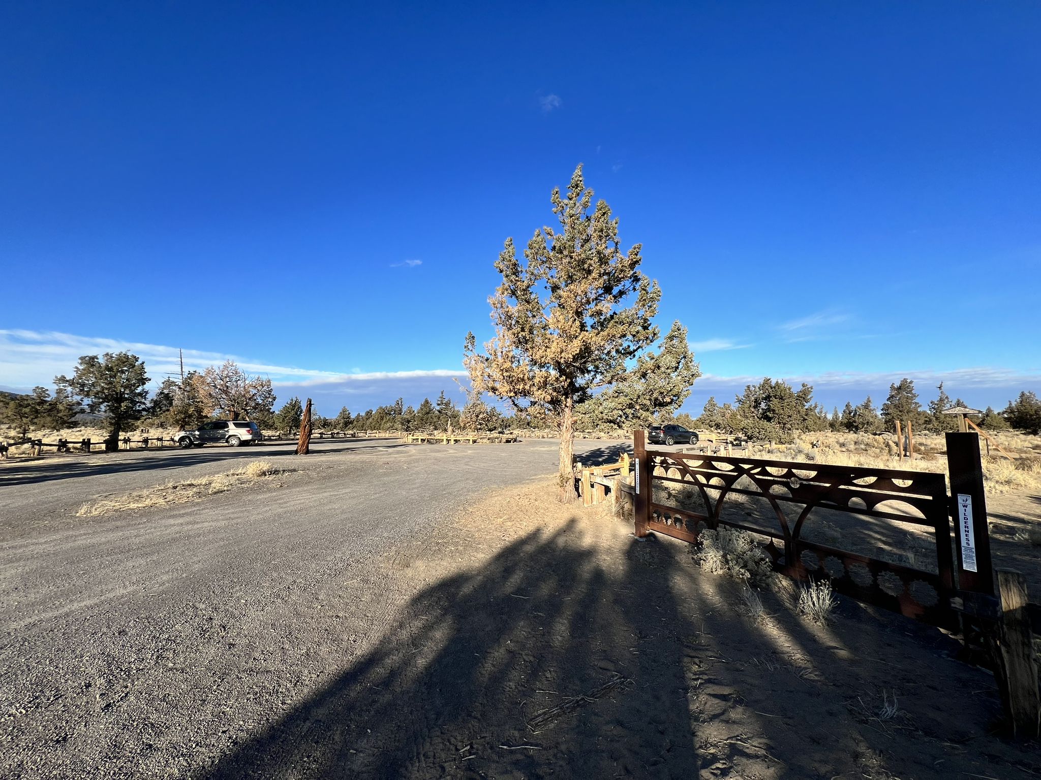 Large parking lot at the Badlands Rock Trailhead