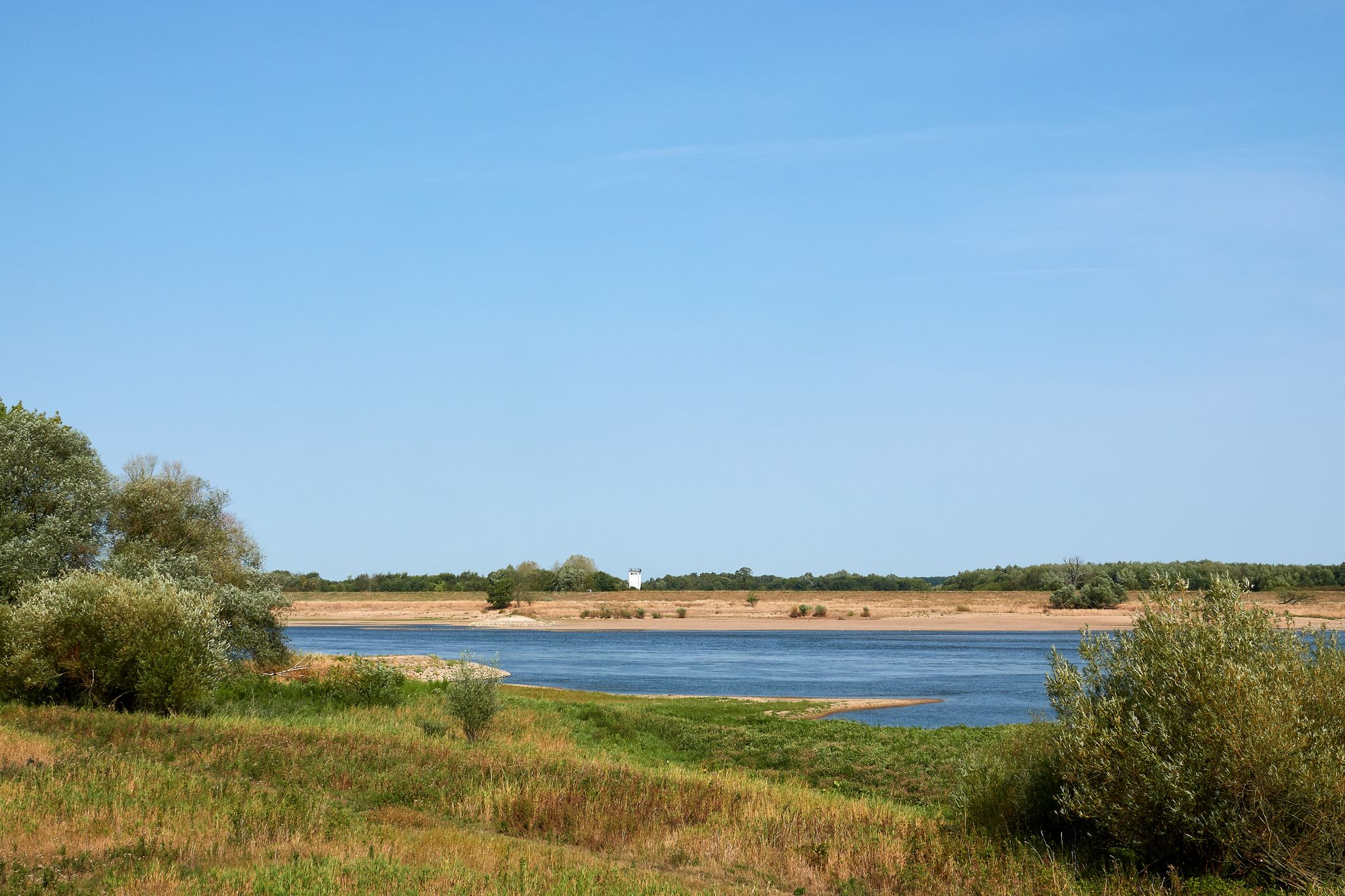 Blick auf die Elbe über dem Deich