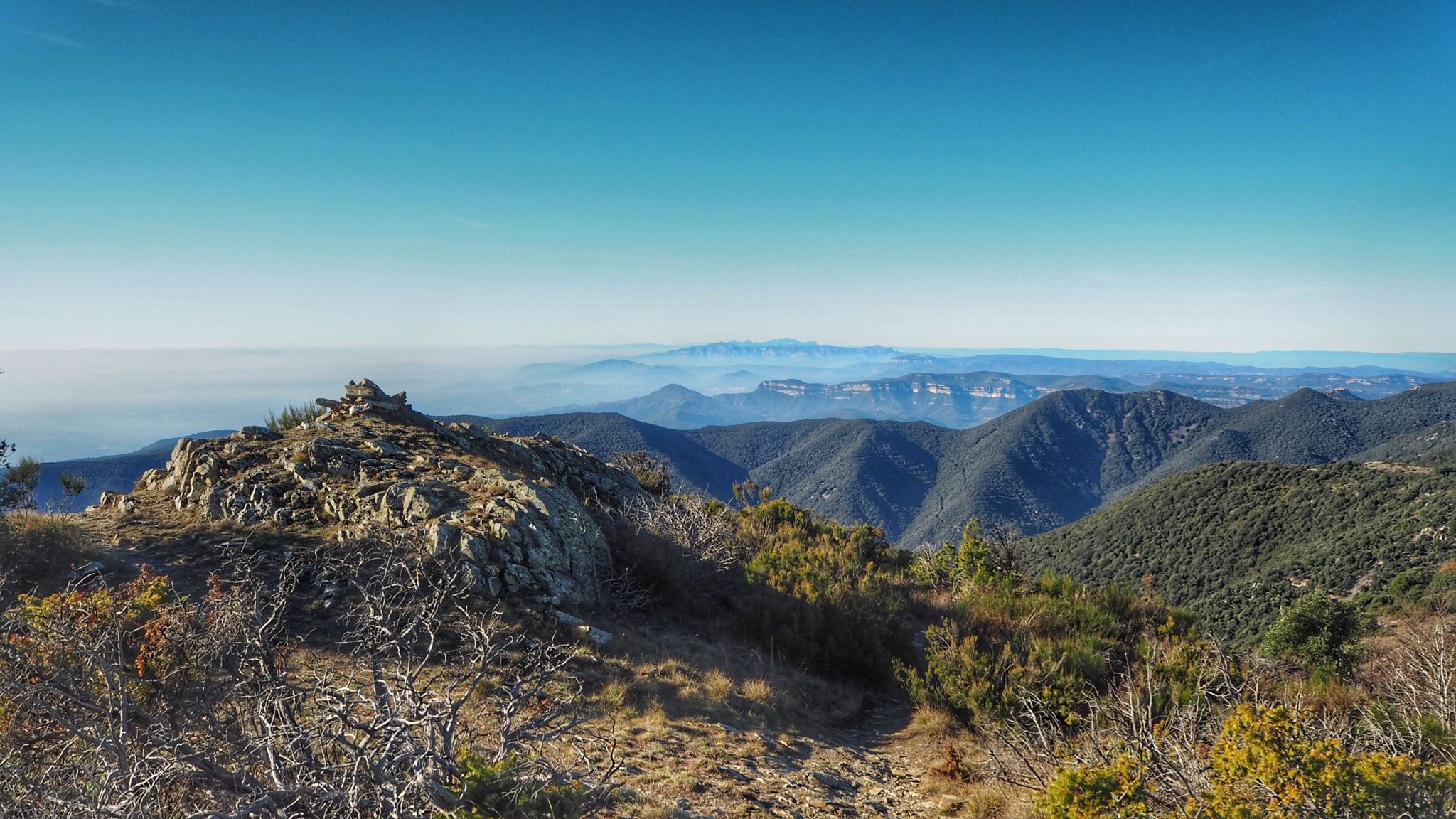 Panoràmica SO. des de la Pleta. Es distingeix prou bé la Mola i Montserrat