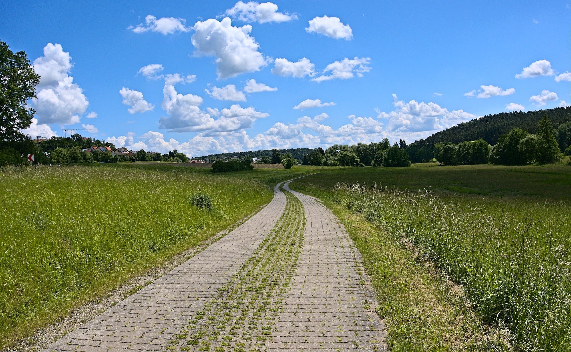 Elchteststrecke zwischen Wiesen