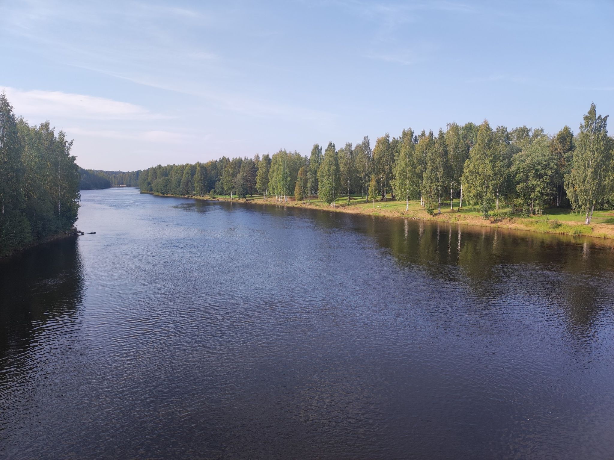 Blick von der Holzbrücke, Fluss Skellefteälven