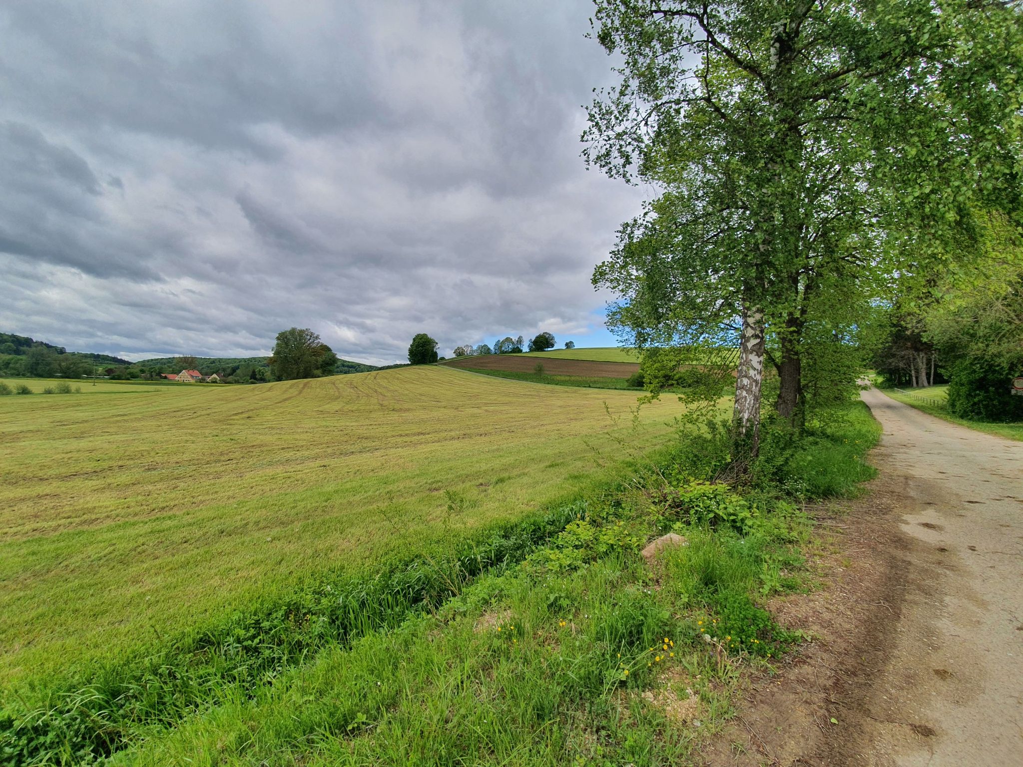 Windgetriebene Wolken über dem Wanderweg