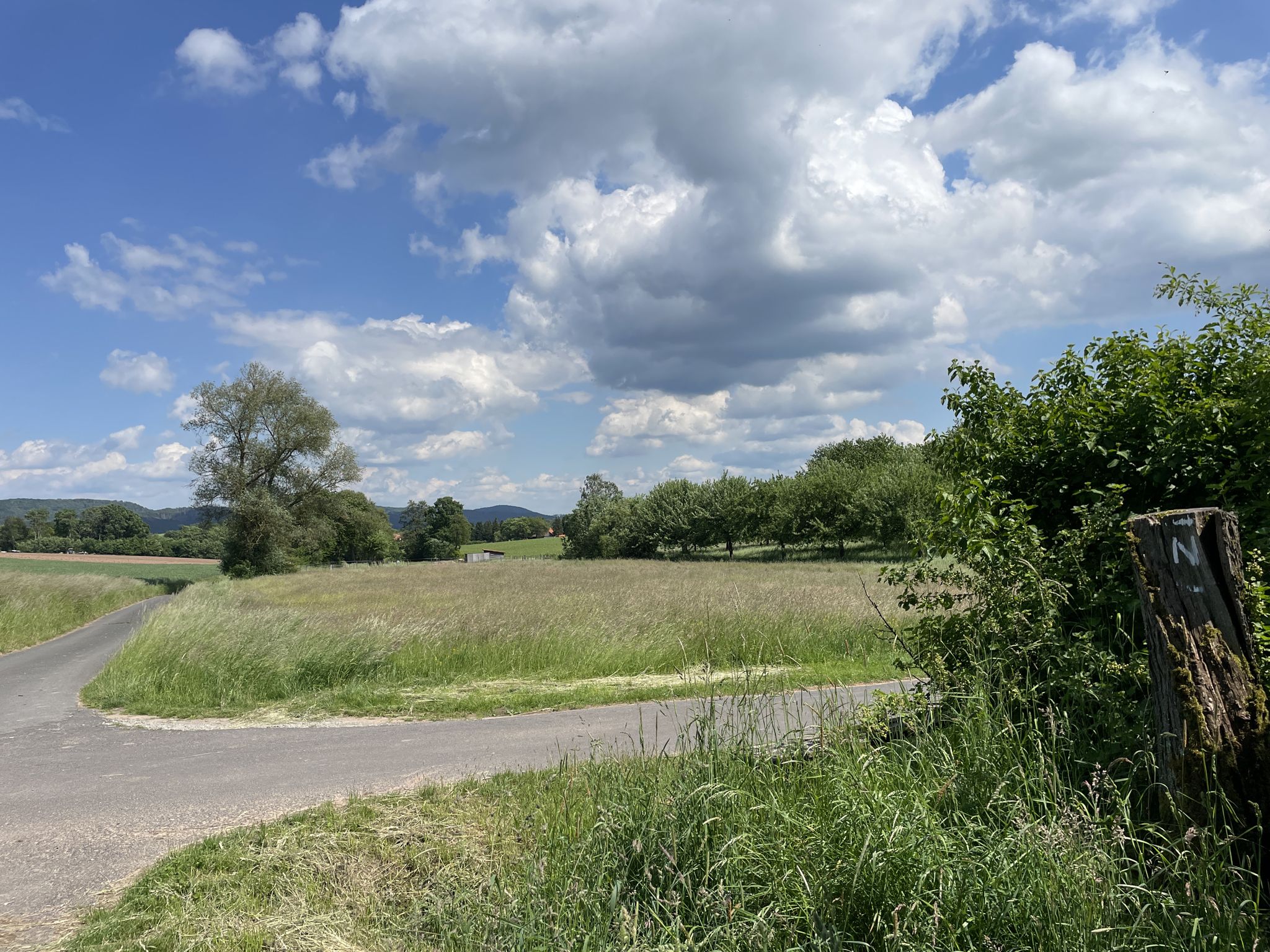 Vorbei an offenen Feldern