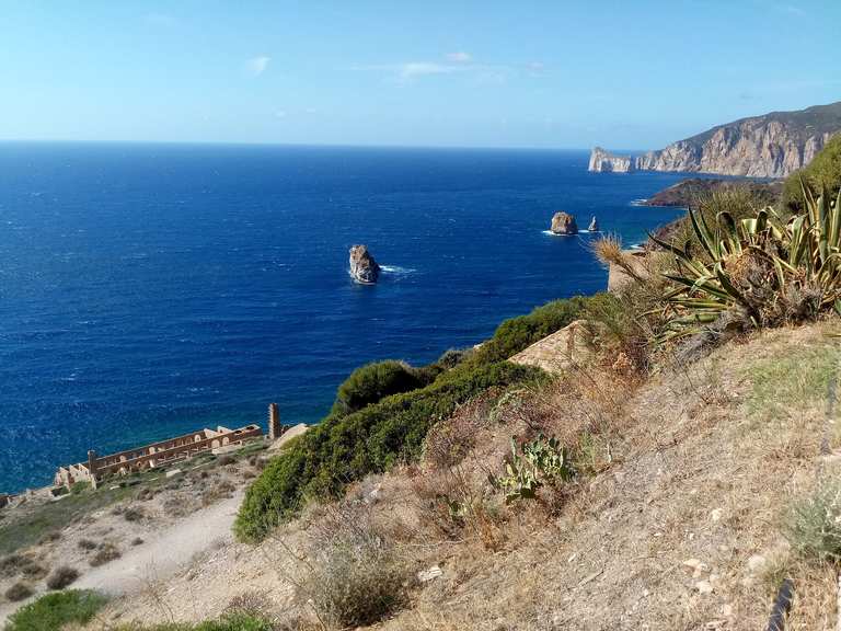Landscape at Porto Corallo in Nebida and the coast of