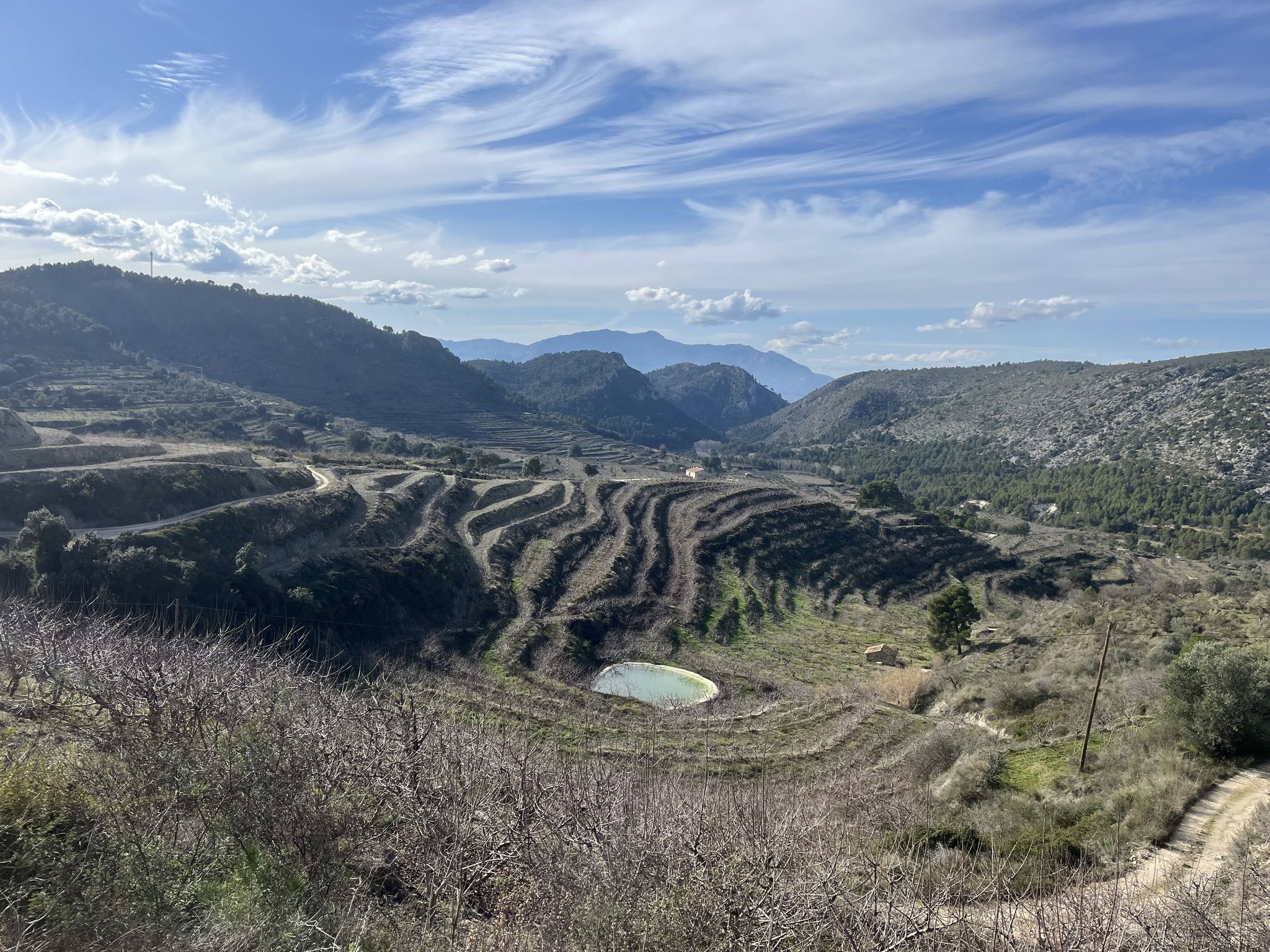 Terassenkulturen am Ende des Val de Galinera auf 600 Metern über dem Meer