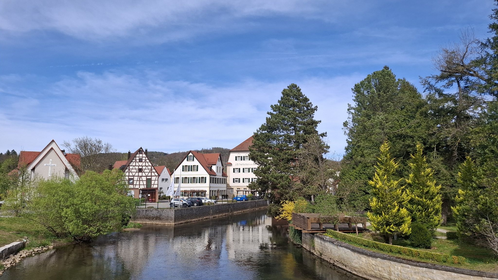 Blick von der Kuhbrücke zur Sartoriusinsel