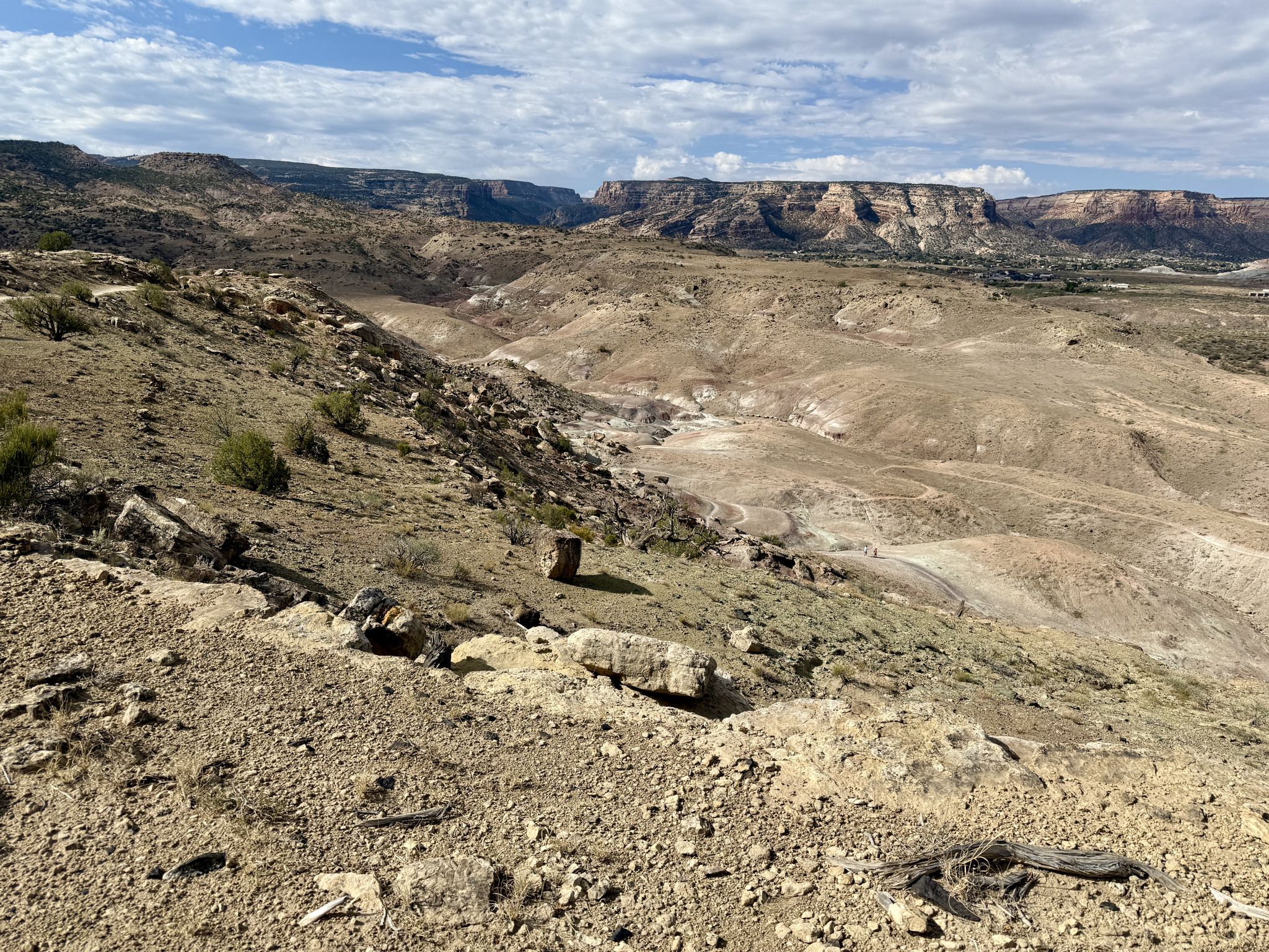 Expansive view of a dry, hilly landscape with distant mesas. - Curt's Lane and Time Machine Loop