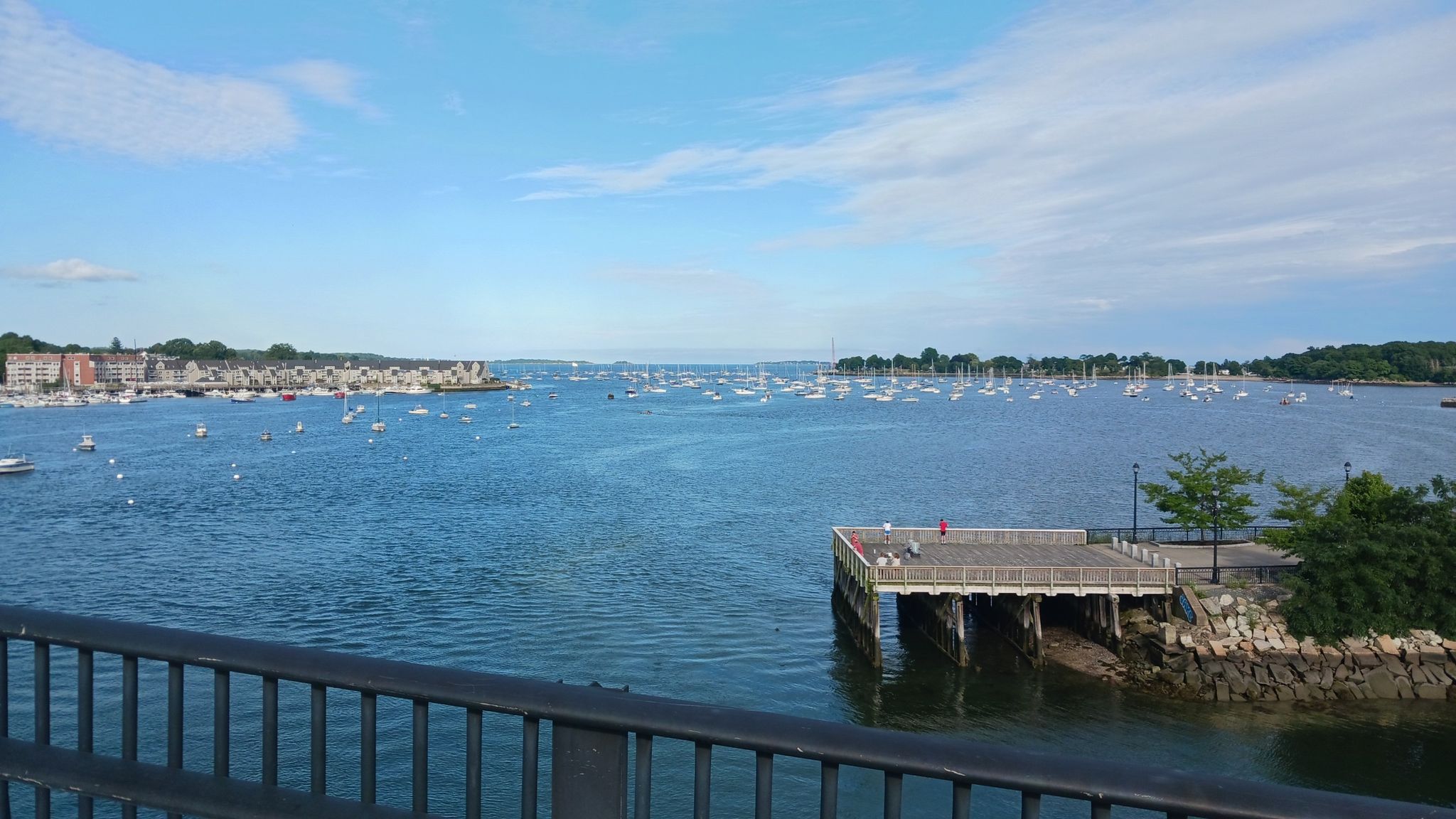 Wide view of a harbor filled with boats under a bright blue sky. - Marblehead & Winter Island loop from Beverly
