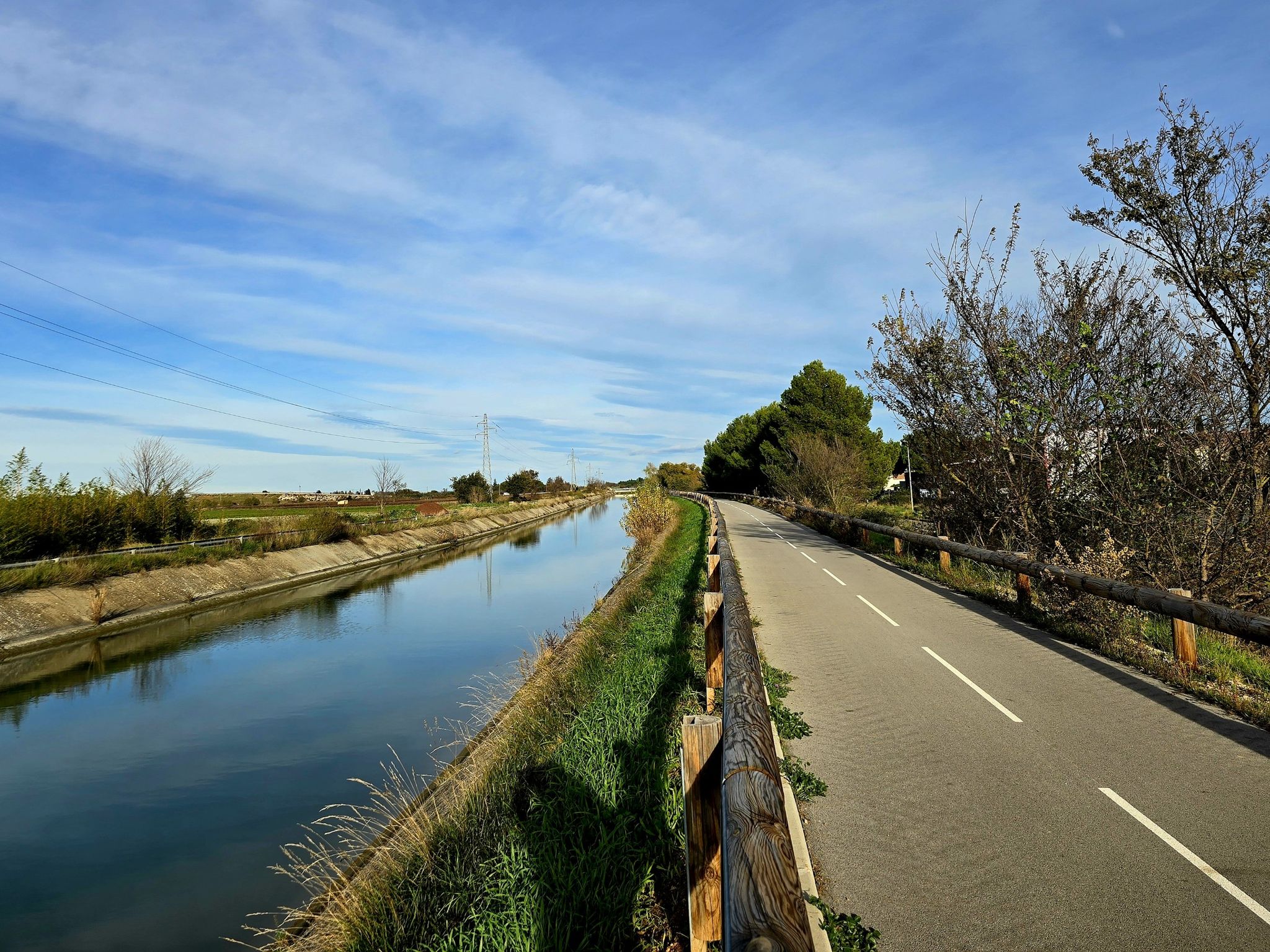 Radweg zwischen den  Teichen