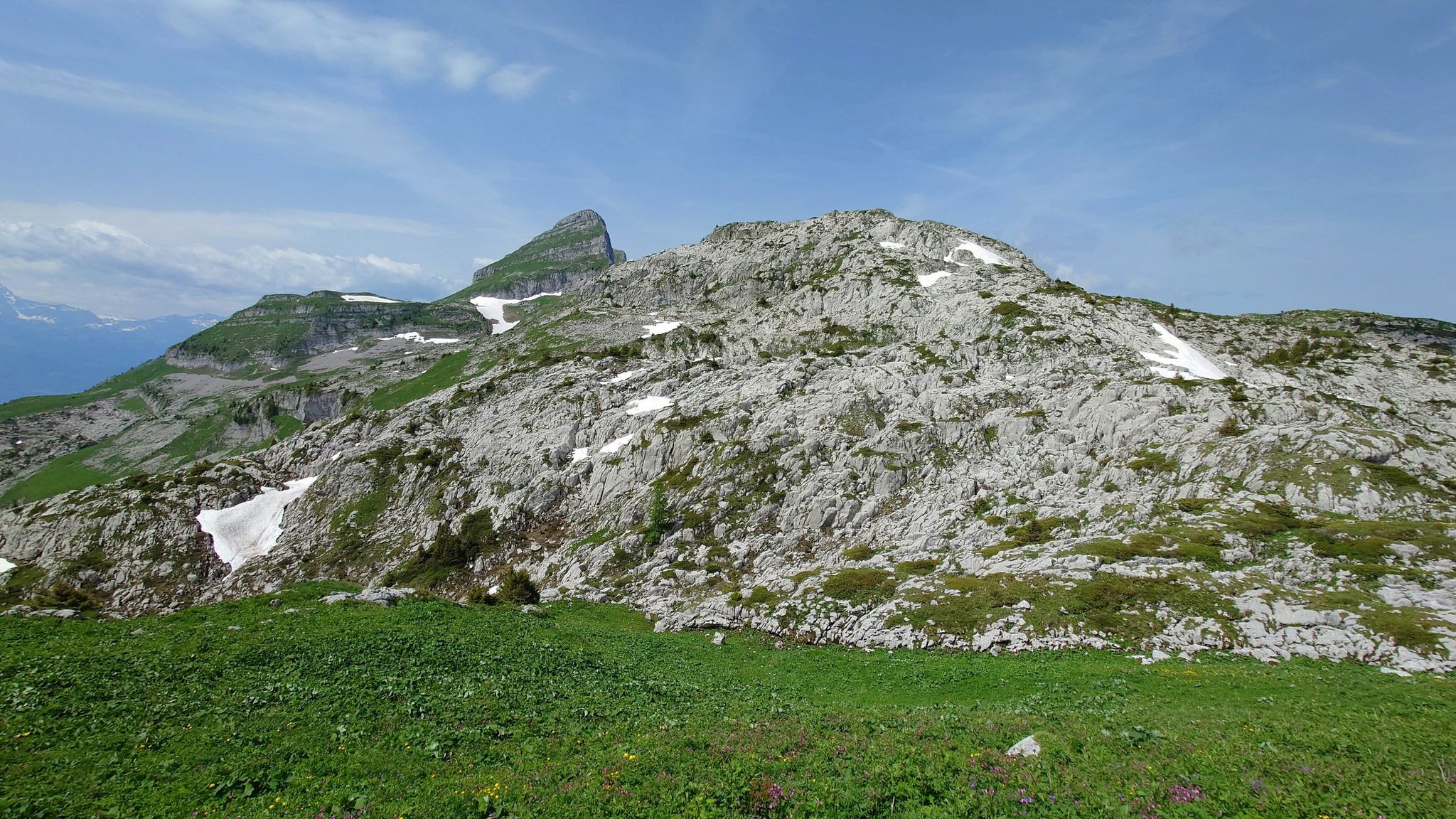Jetzt gehts über diesen ersten "Steinhügel" zurück. Bis vor den Berg hinten (Tour de Mayen) immer in diesem Stil weiter