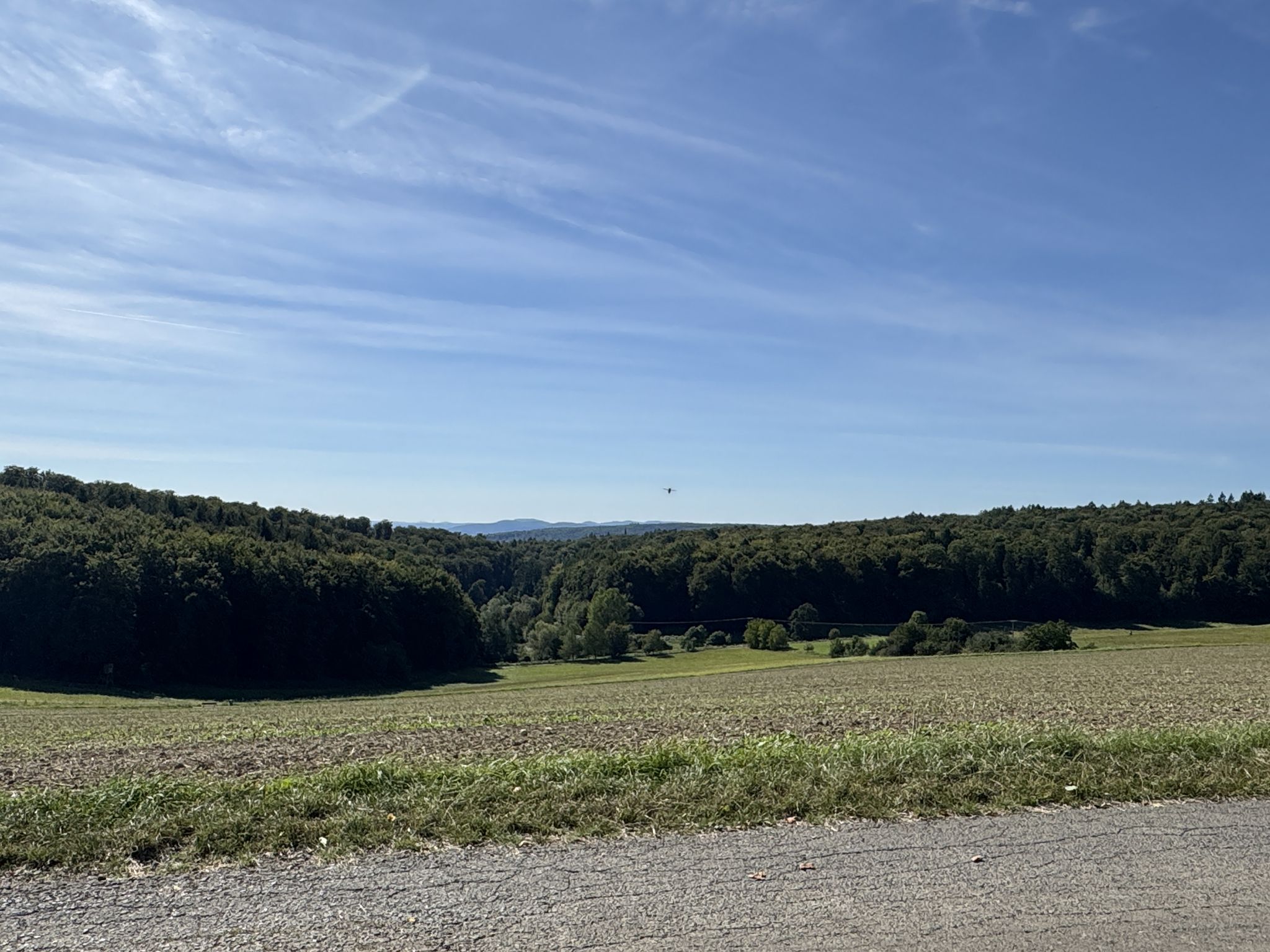 Mit etwas Blick sieht man die Spitze des Rengsdorfer Kirchturms