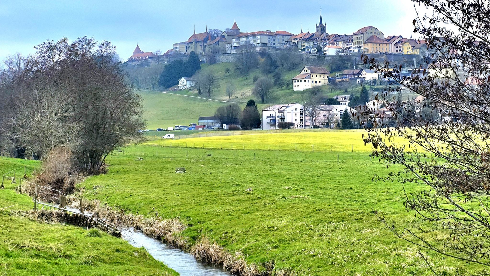 Dafür erstrahlt das Städtchen Romont auf dem langgezogenen Felssporn, in seiner ganzen Pracht