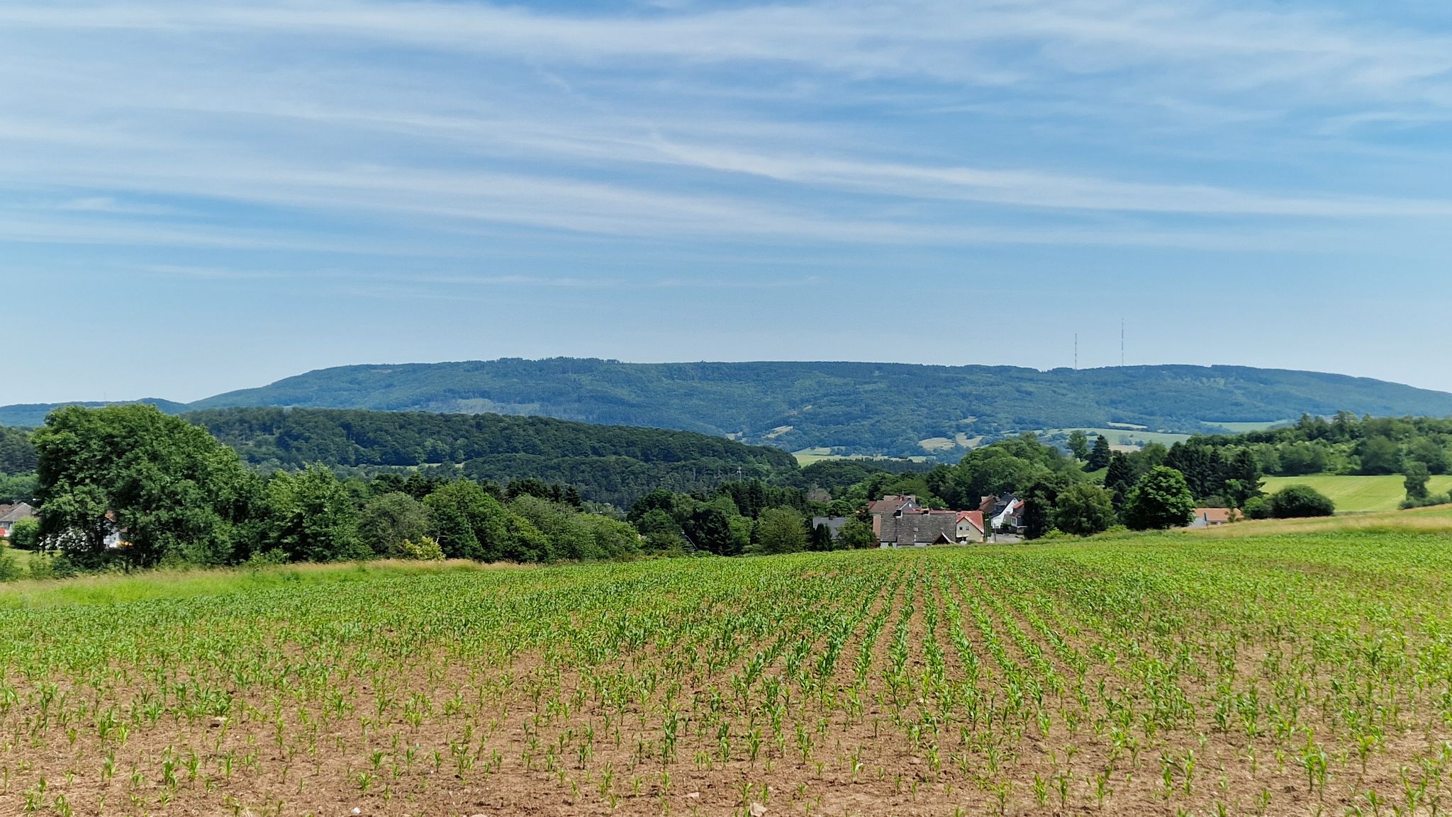 Blick über Rommerode zum Hohen Meißner