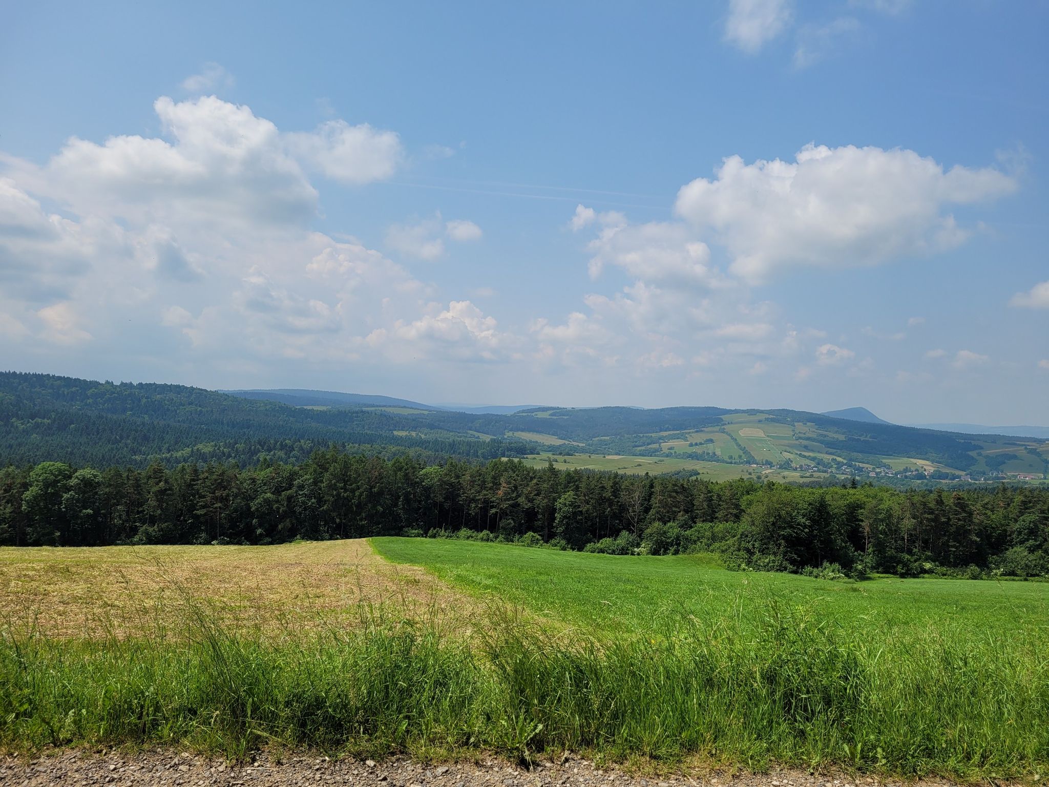 Widok na Królik Polski. Na horyzoncie po prawej Cergowa.