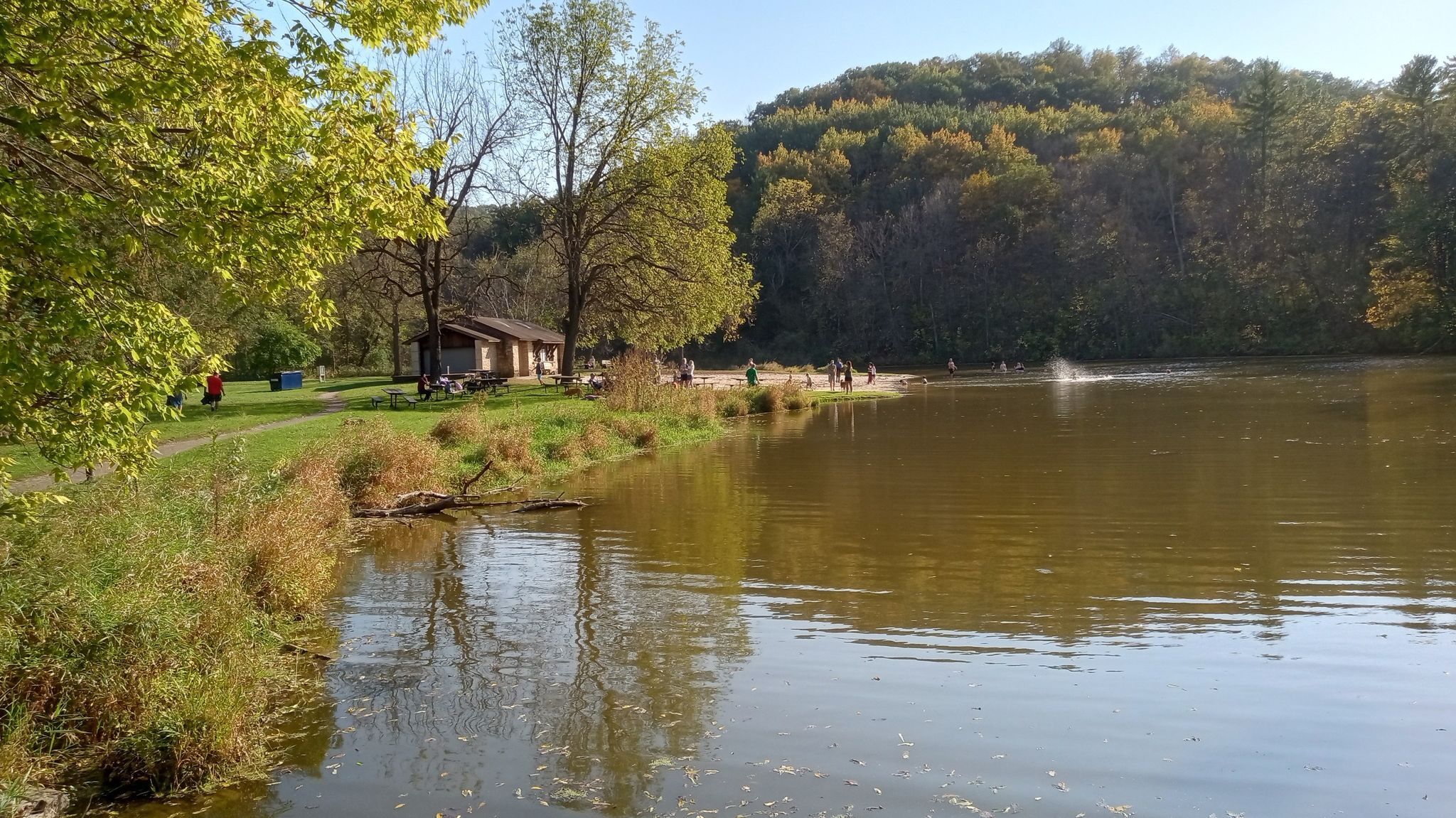 I've never been  here when people are using the swimming beach, but 90's in October will do that