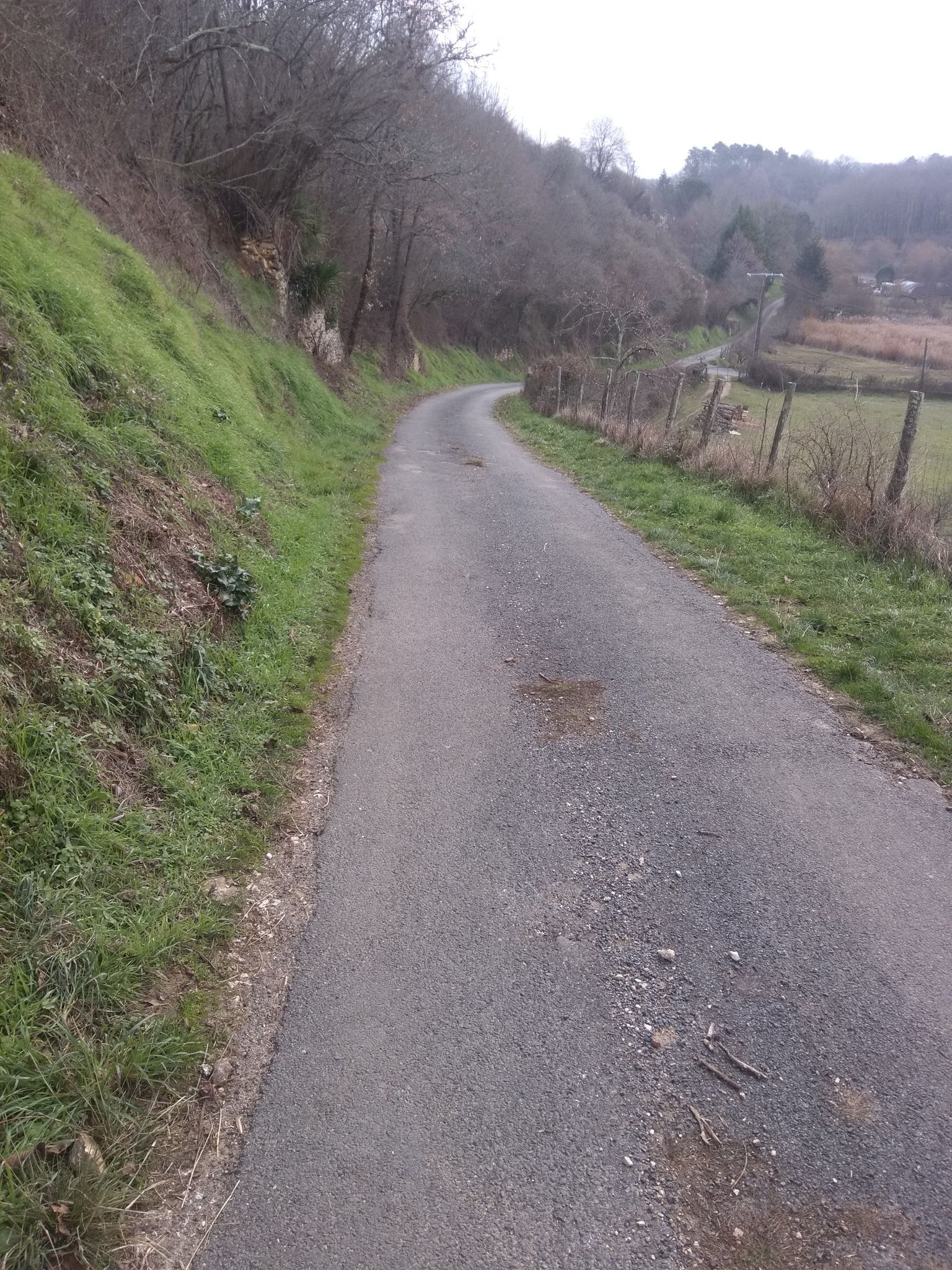 Downhill road.