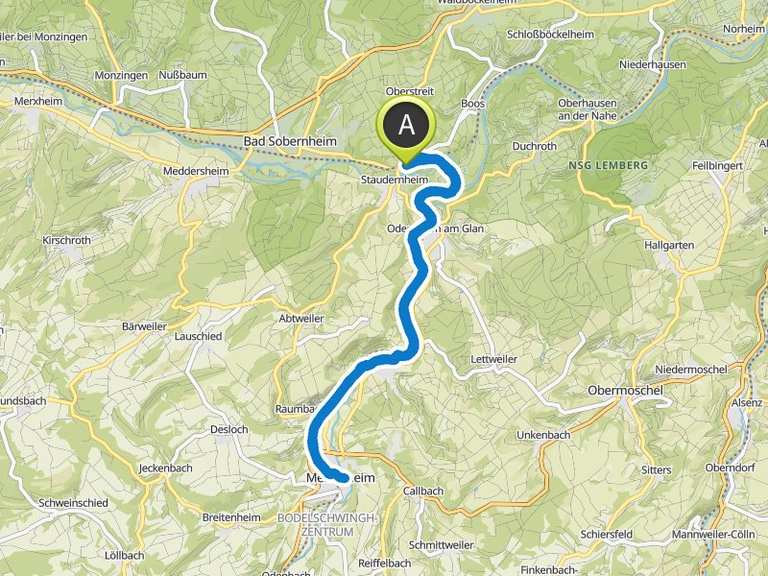 Radweg an der Draisinenbahn – Weinbaugebiet Nahe Runde von Staudernheim