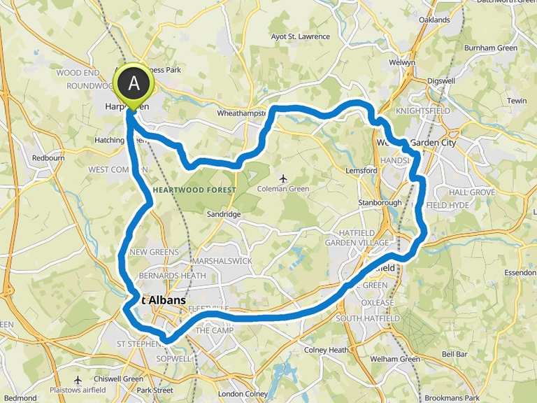 Roman Wall of St Albans Alban Way Loop from Harpenden bike Tour Komoot