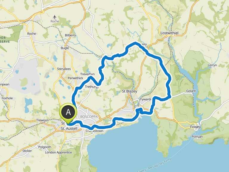 Clay Trail next to Bodmin Road Loop from St Austell bike Tour Komoot