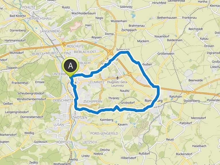 Neue Landschaft Ronneburg – Drachenschwanzbrücke Runde von Gera