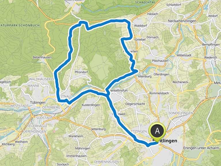 Naturpark Schönbuch – Schönbuch Runde von Reutlingen Hbf | Fahrradtour