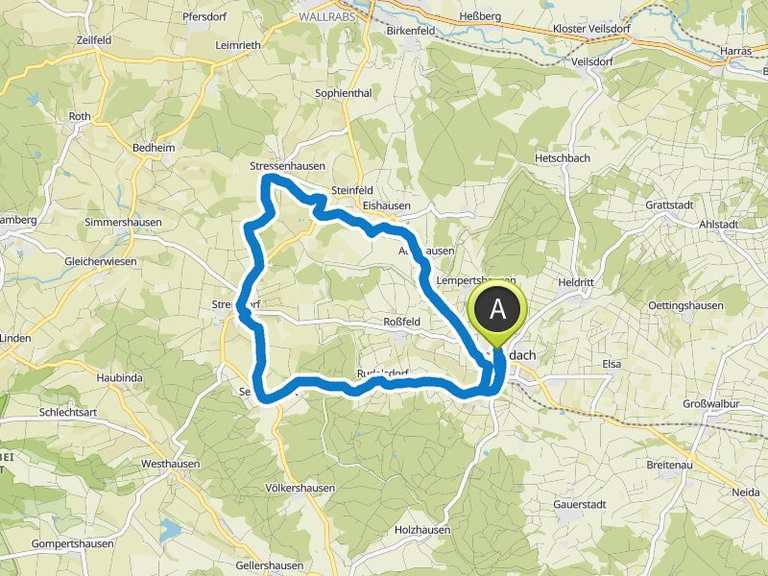 Bad Rodach - Zentrum – Blick auf die Gleichberge Runde von Bad Rodach