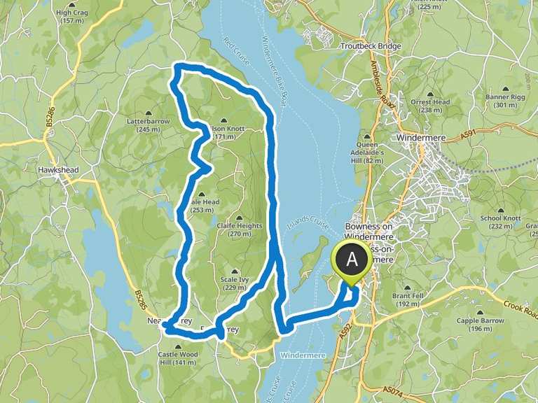 Windermere Ferry View point Loop from Bowness on Windermere mountain bike ride Komoot
