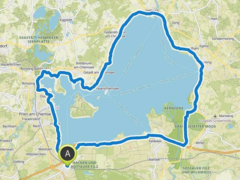 chiemsee rundweg fahrrad km