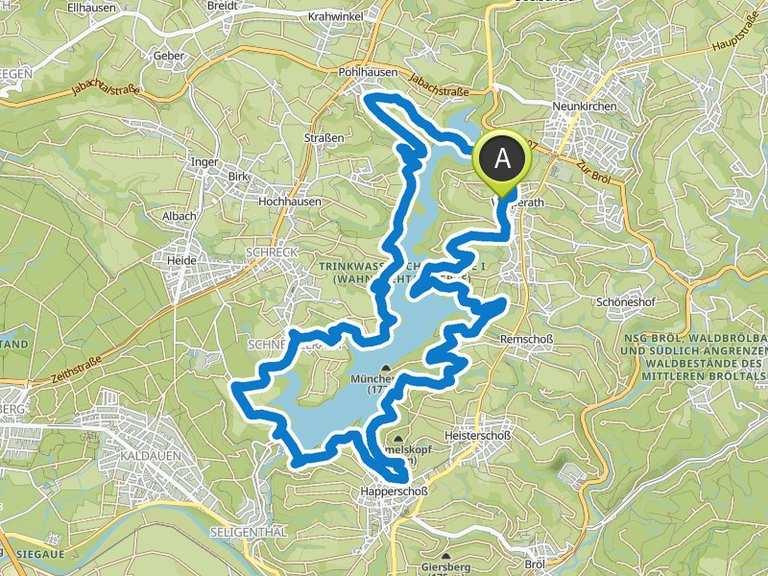 Wahnbachtalsperre am Damm – Staumauer Wahnbachtalsperre Runde von