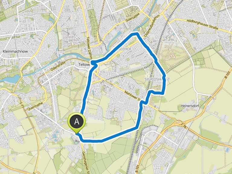 TV-Asahi-Kirschblütenallee – Teltowkanalweg Runde von Ruhlsdorf