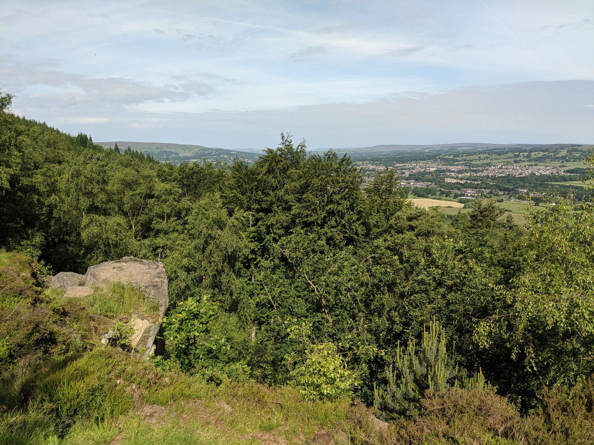 View with rock climbers below