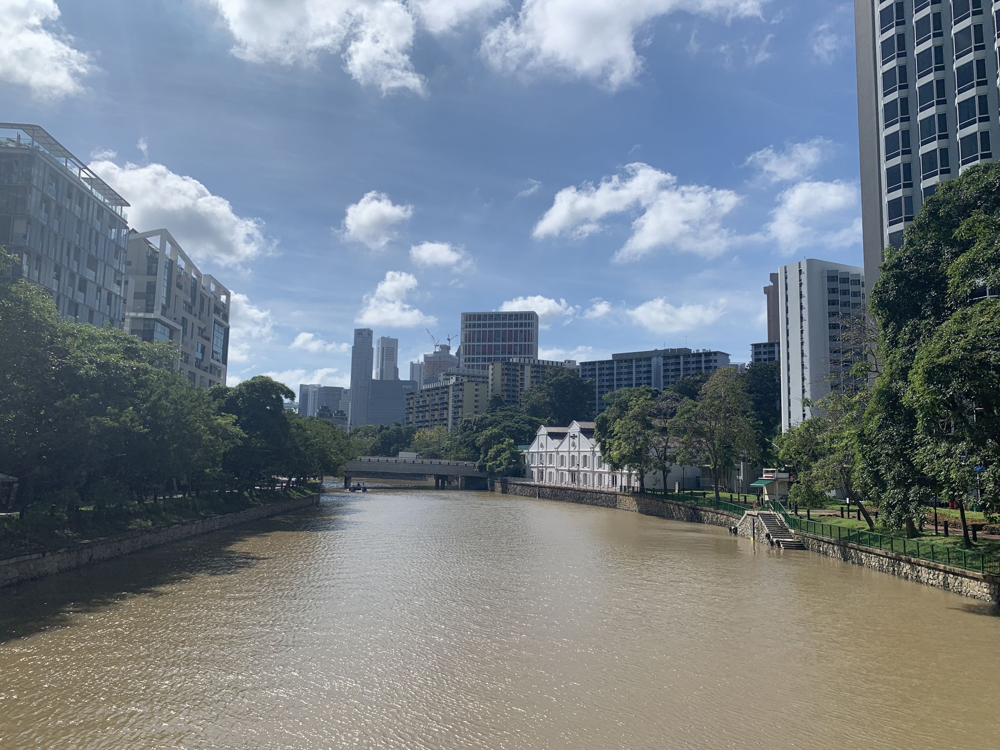 UOB Plaza building in Singapore from Robertson Bridge. 