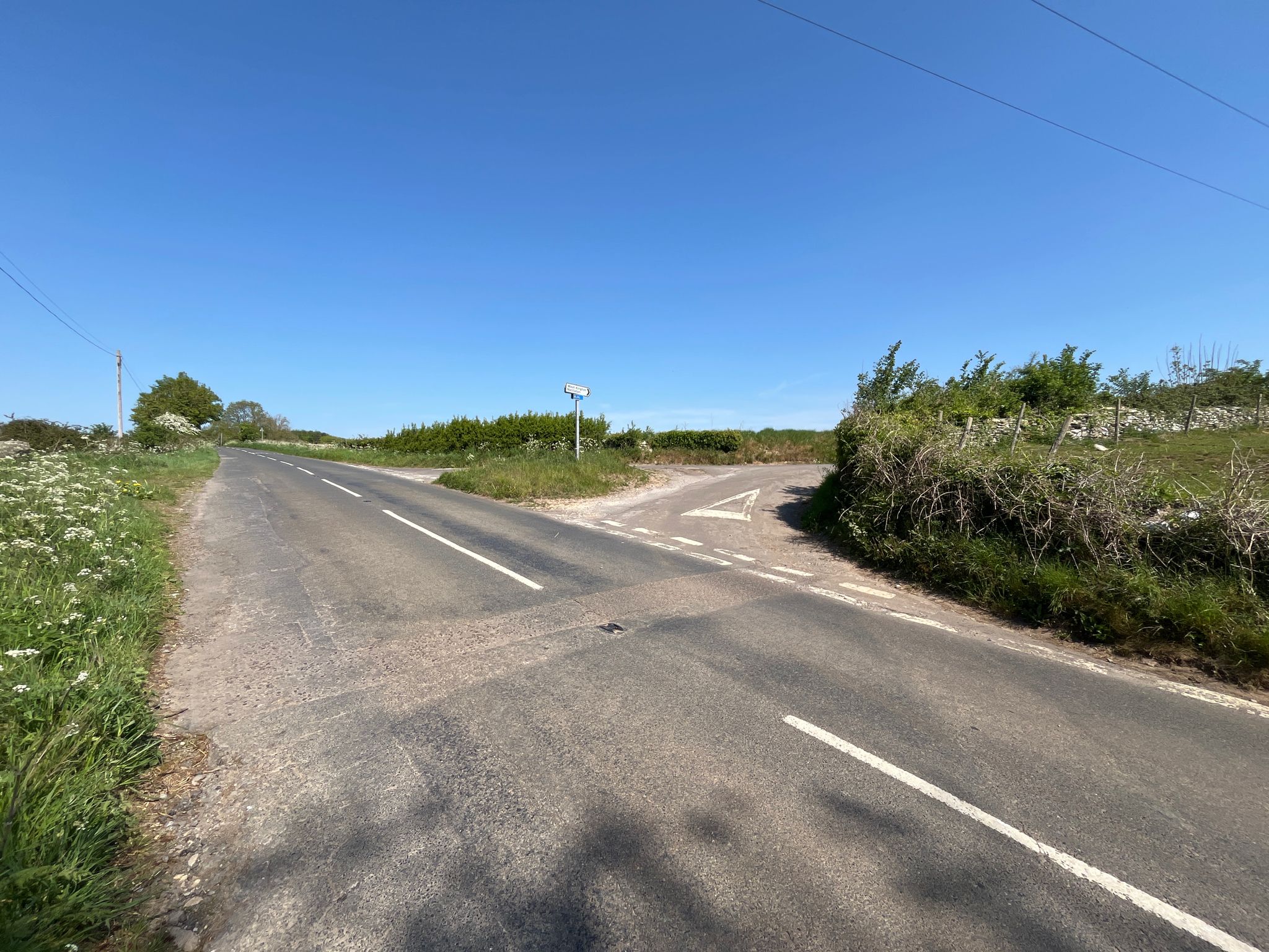 short uphill section on road then make a right at this junction