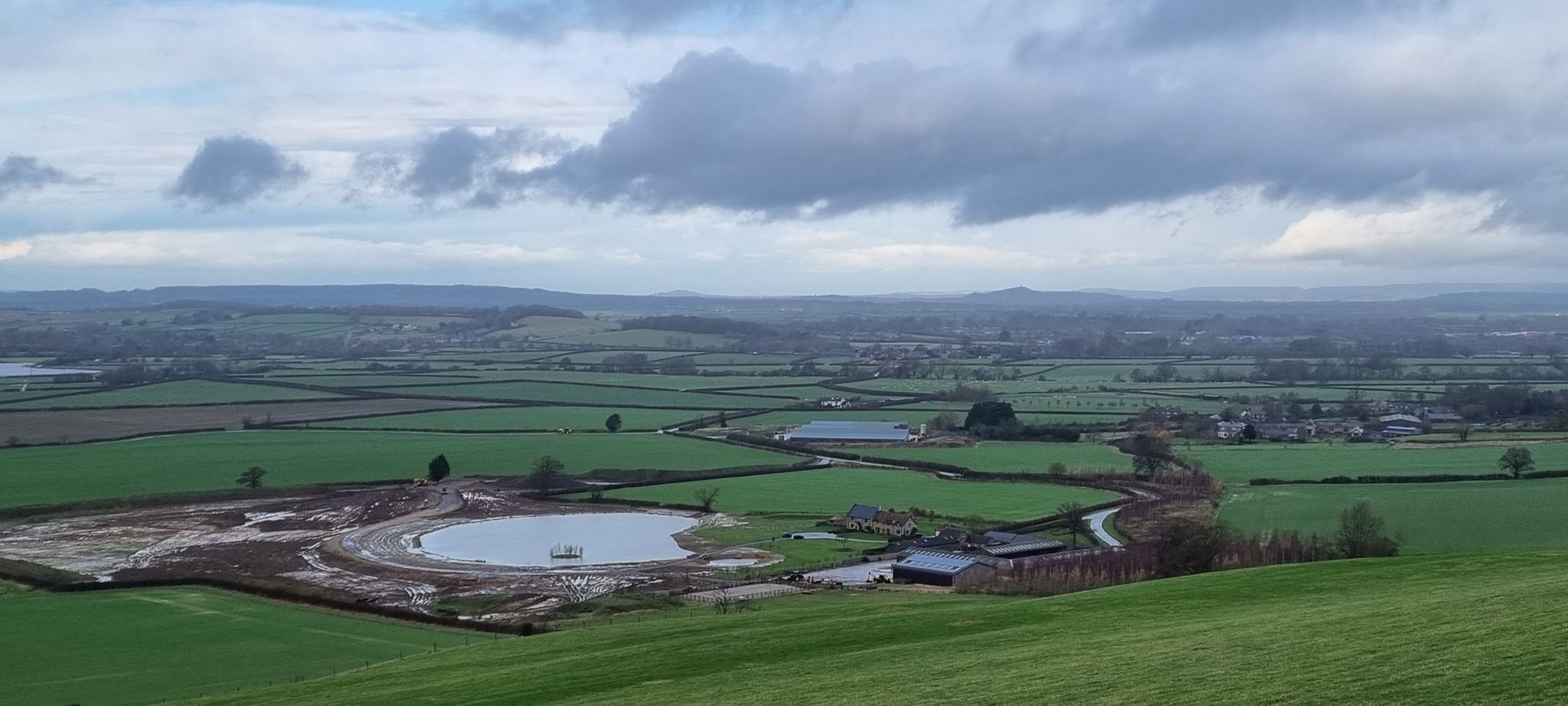 Somerset levels and Glastonbury tor